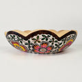 Hand-Carved and Hand-Painted Bread Bowl with Floral Design & Scalloped Top - 10 inch