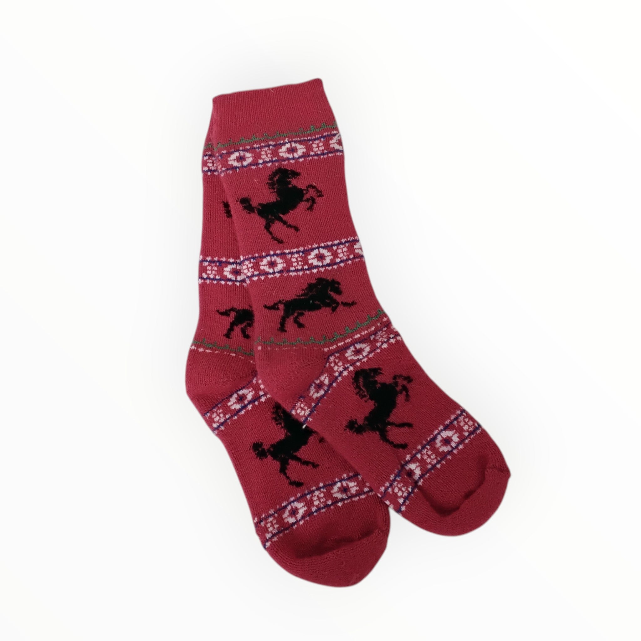 Prancing Horses on Heavier Alpaca Socks