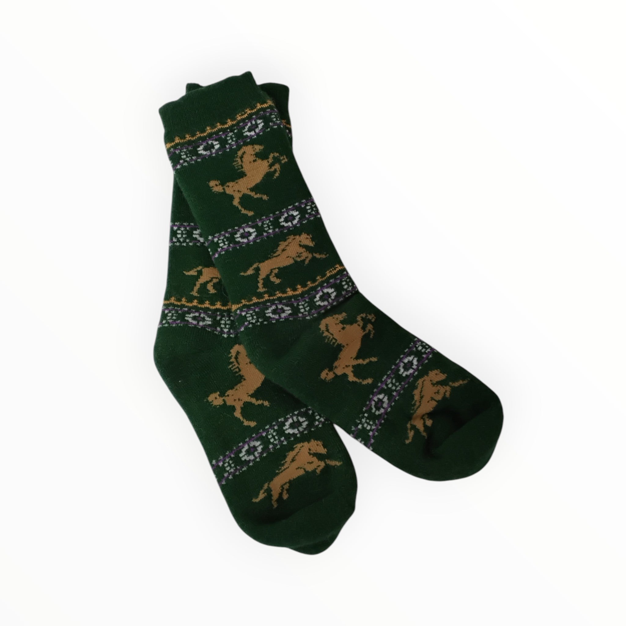 Prancing Horses on Heavier Alpaca Socks