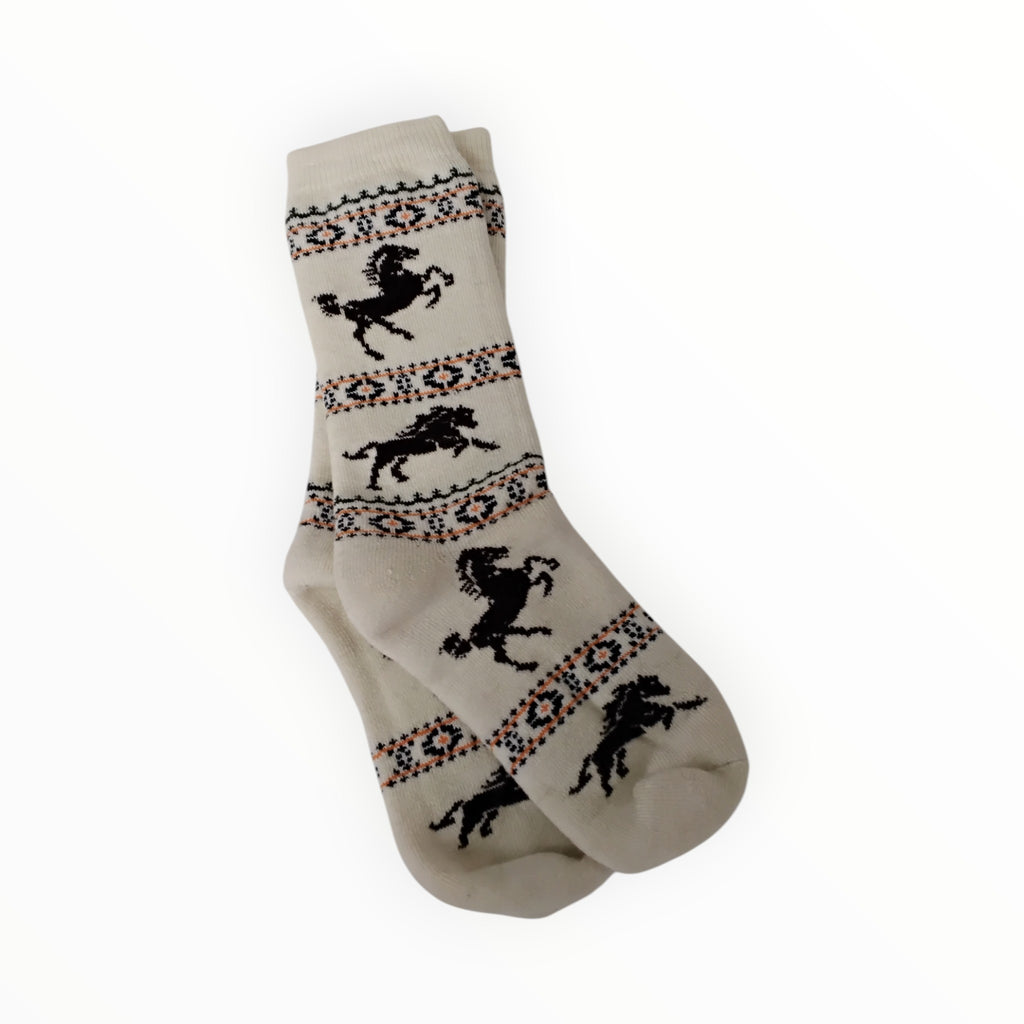Prancing Horses on Heavier Alpaca Socks