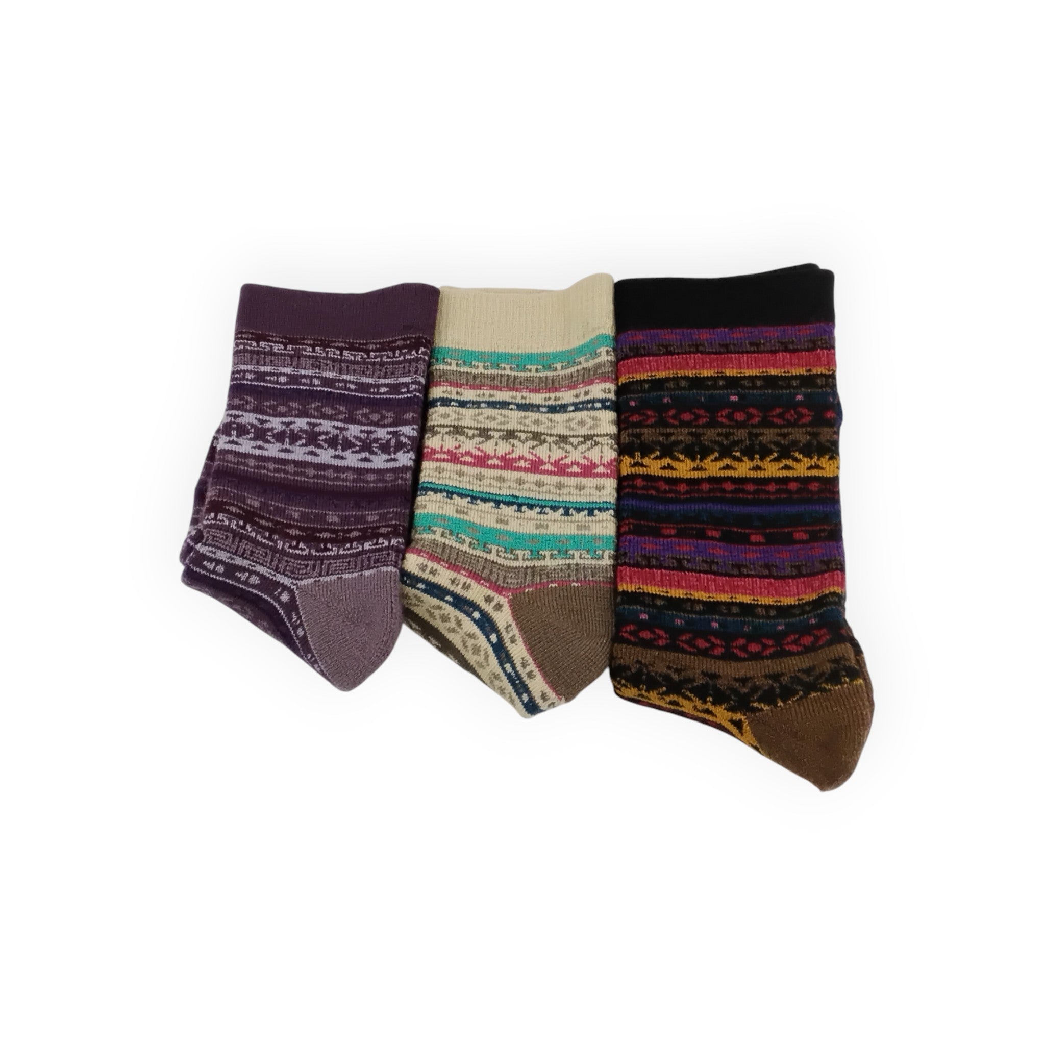 Alpaca Crew Socks with Ethnic Design