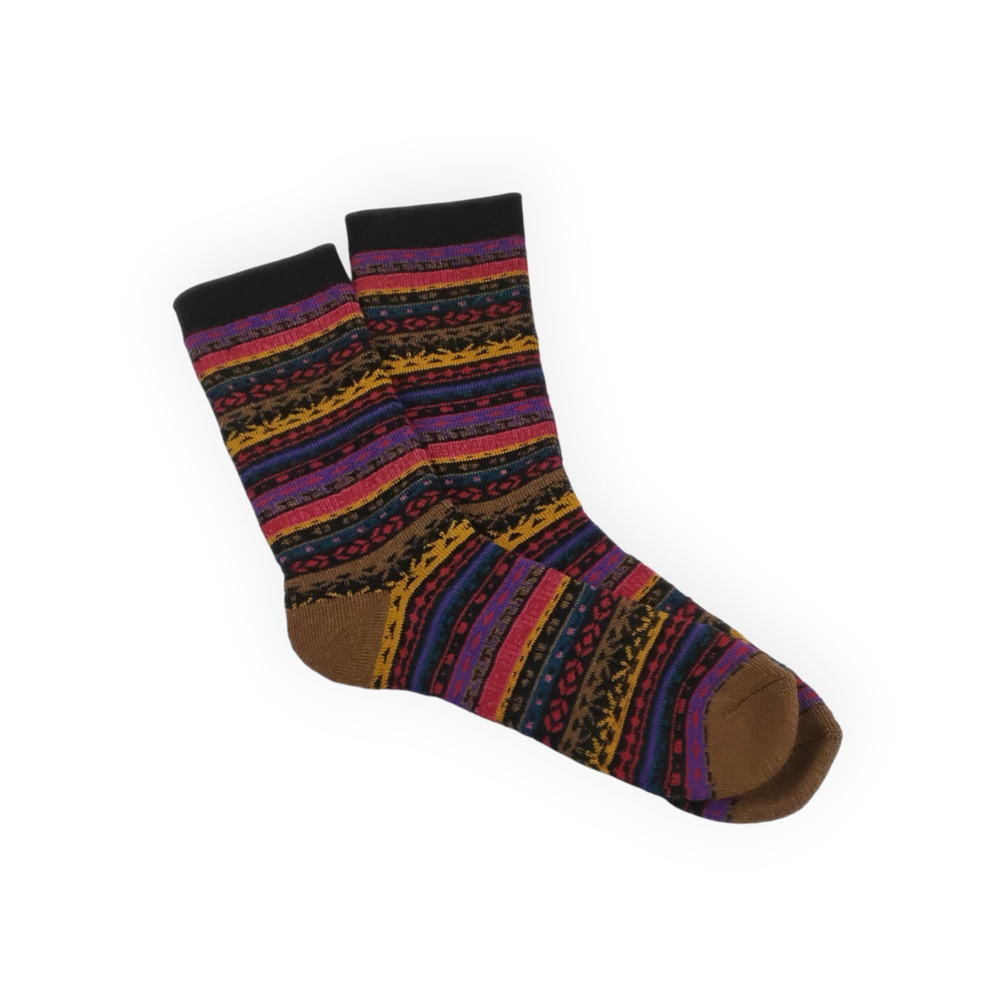 Alpaca Crew Socks with Ethnic Design