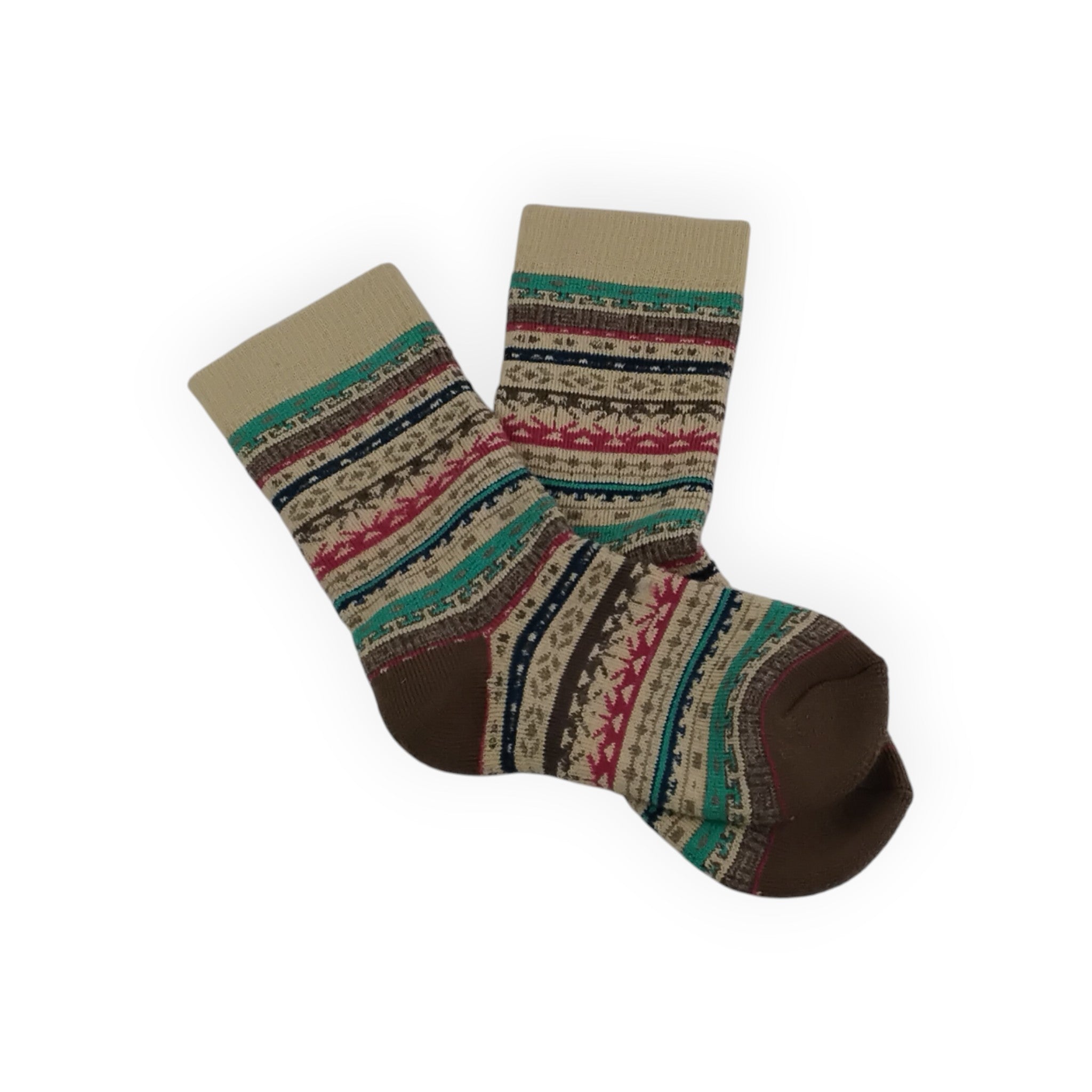 Alpaca Crew Socks with Ethnic Design