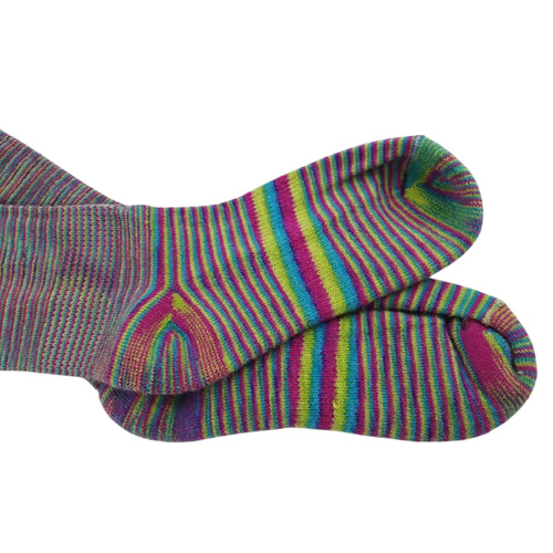 Colorful striped socks on a white background