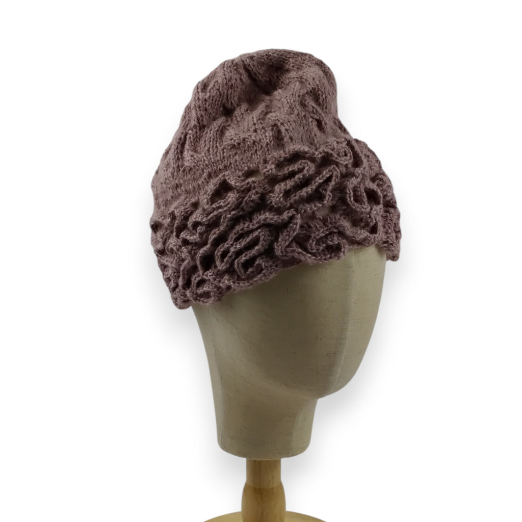 Kelly Alpaca Hat with Hand Knitted Crazy Stitch Border