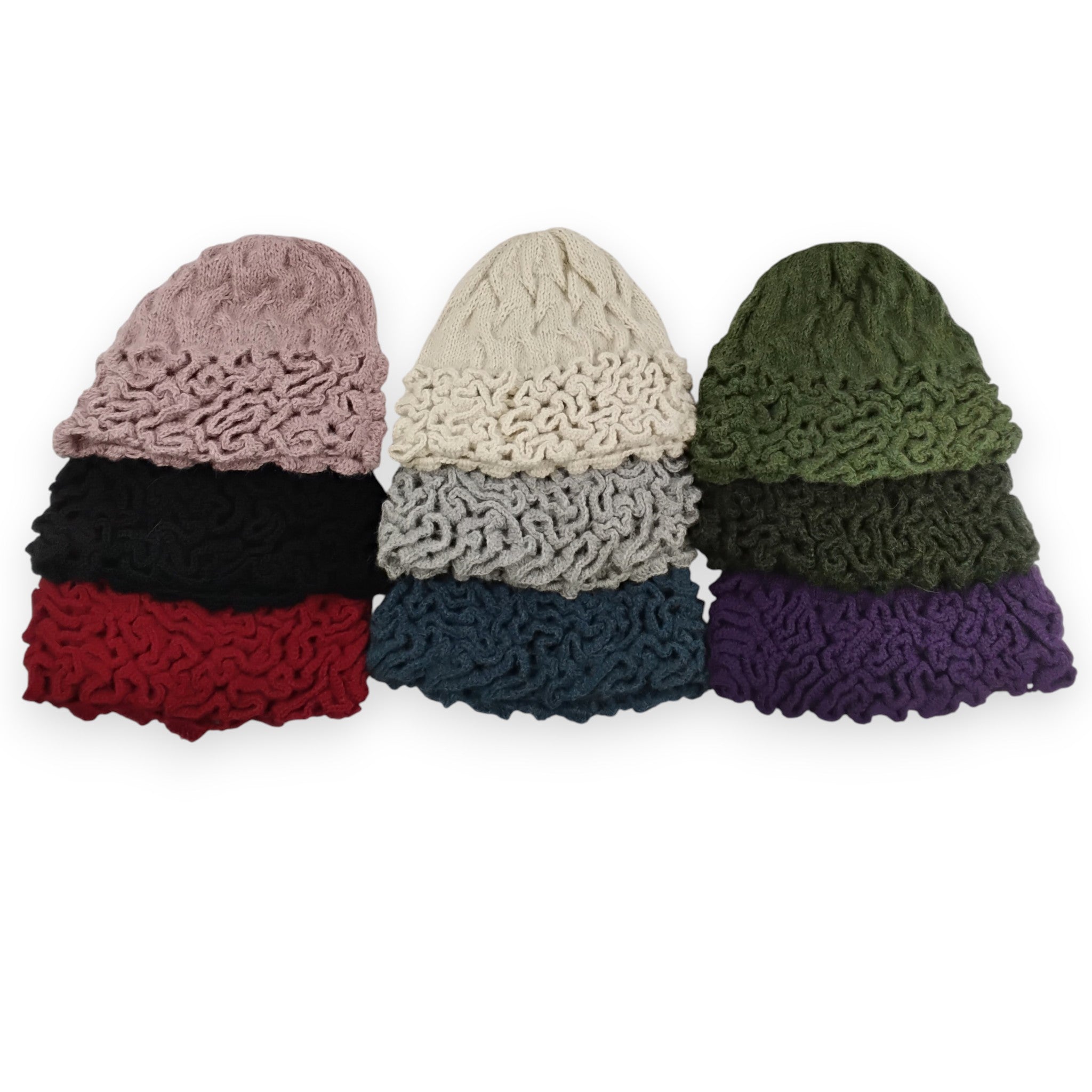 Kelly Alpaca Hat with Hand Knitted Crazy Stitch Border