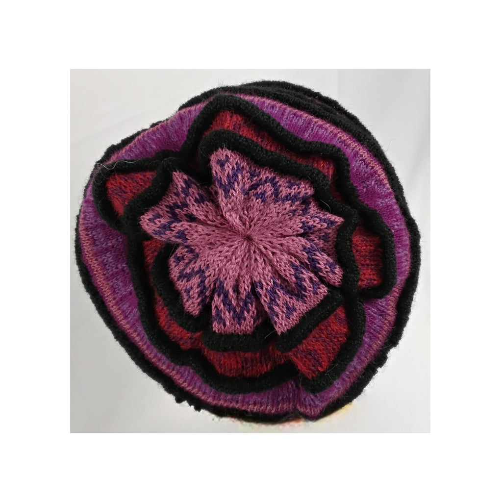 Amelia Alpaca Blend Hat with Fun Purple Patterned Stripes