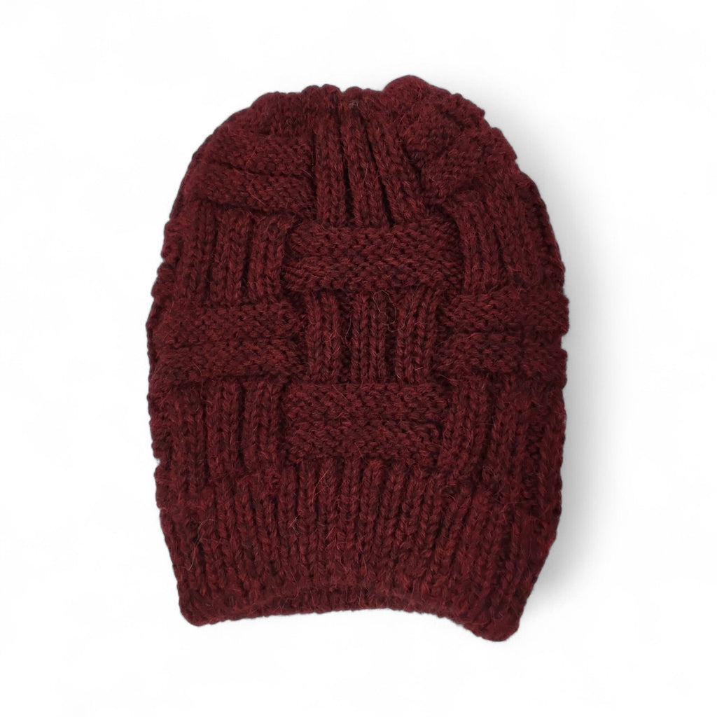 Basket Weave Knit Hat Ponytail Hat