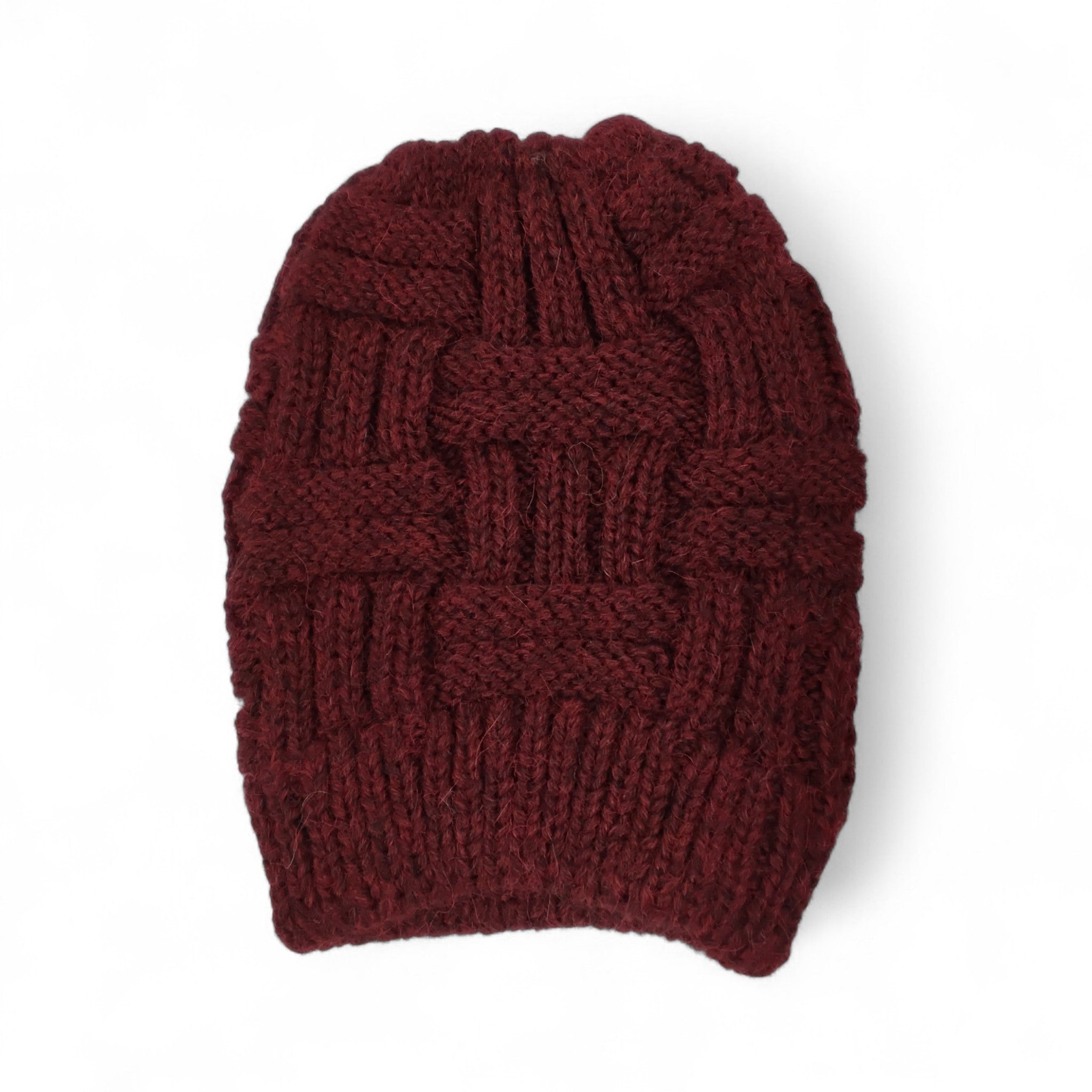 Basket Weave Knit Hat Ponytail Hat