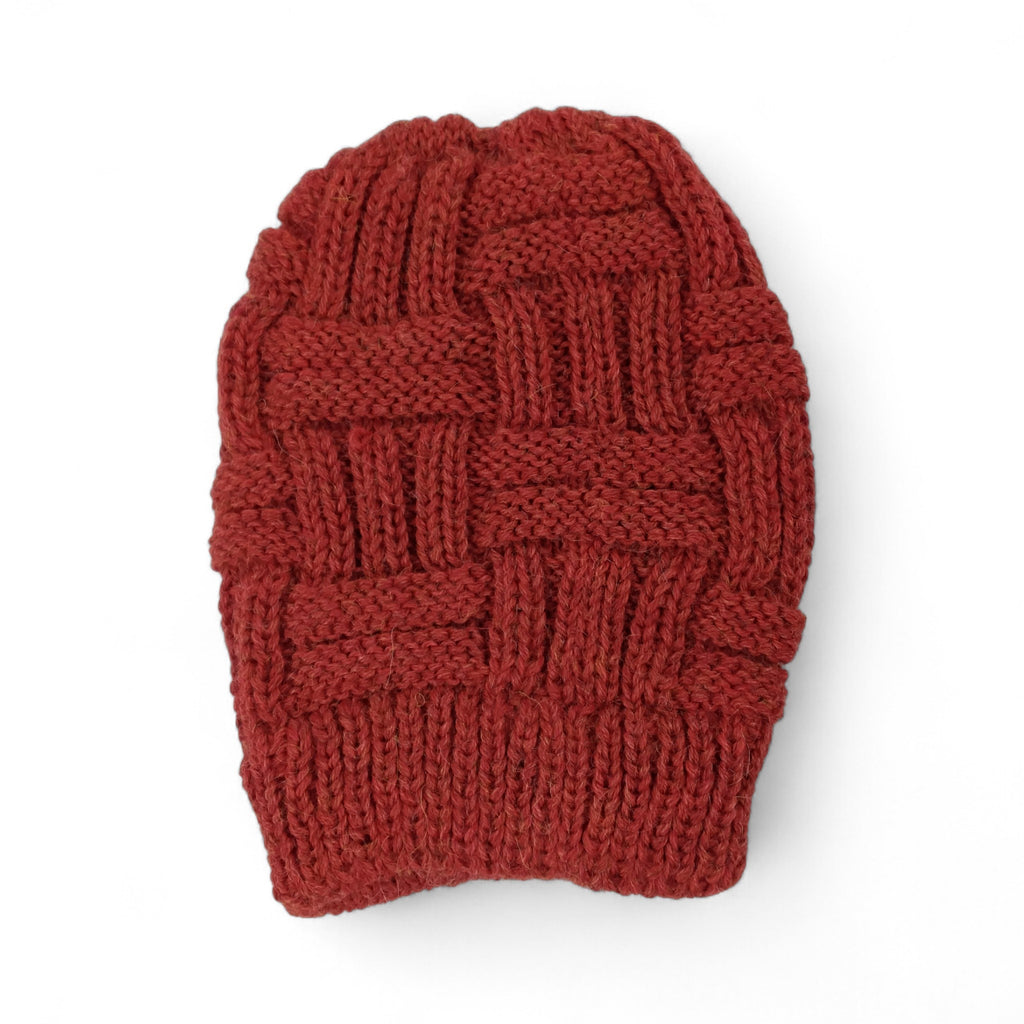 Basket Weave Knit Hat Ponytail Hat