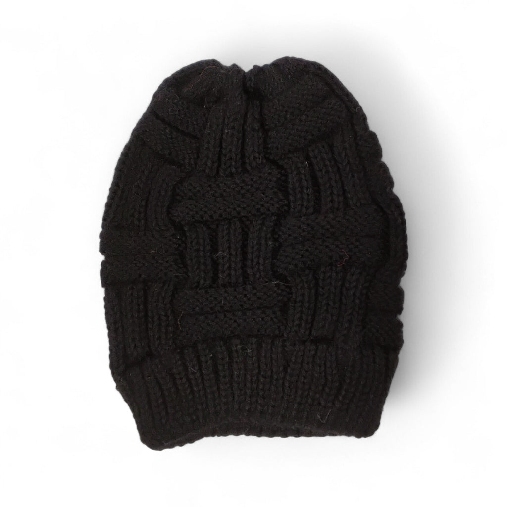 Basket Weave Knit Hat Ponytail Hat