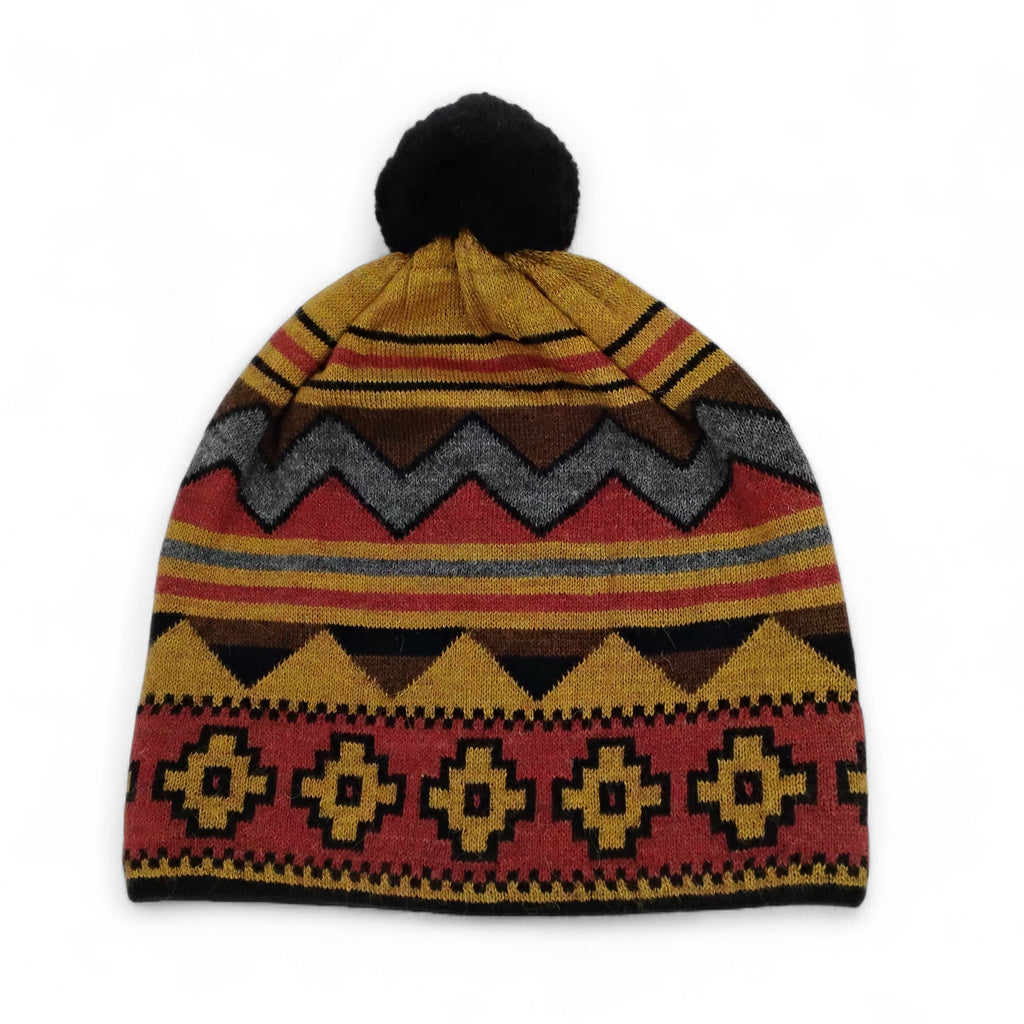 Nazca Design Soft Knit Hat with Pom