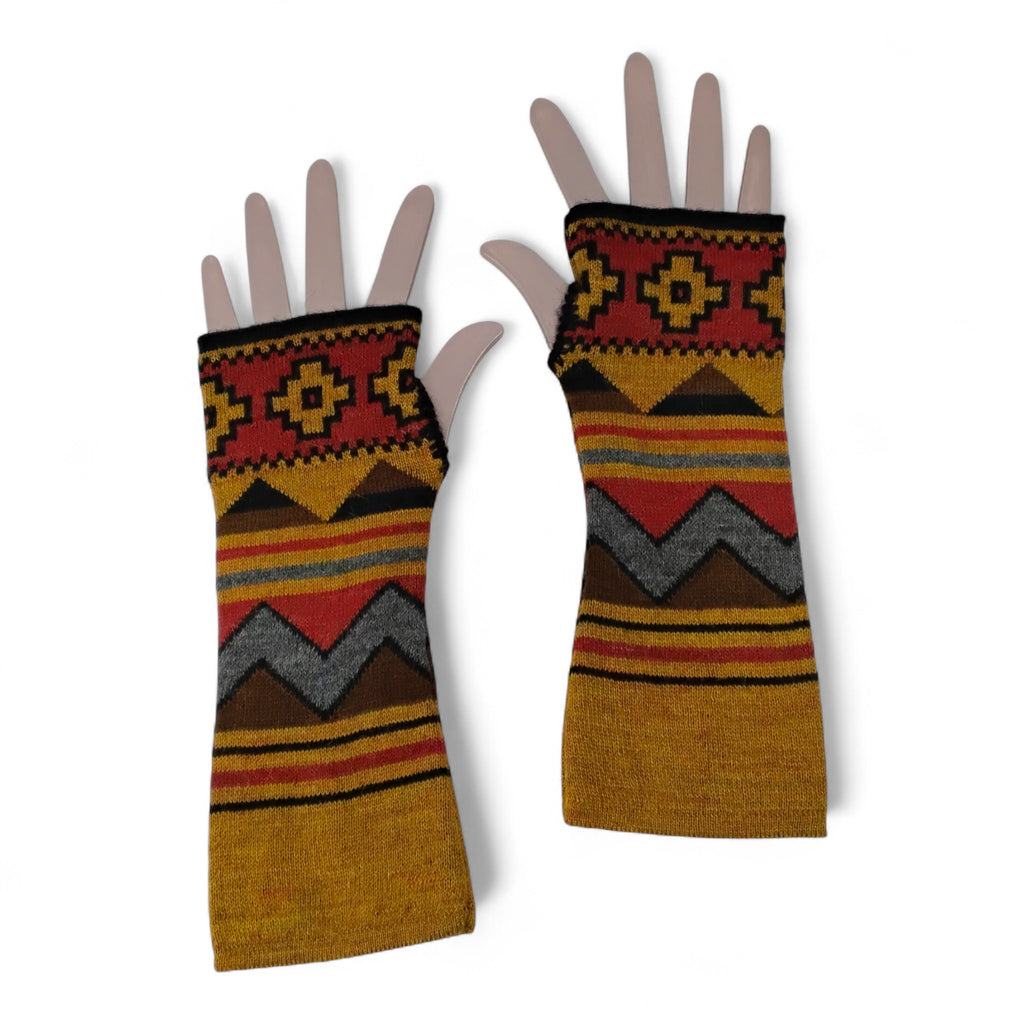 Nazca Alpaca Peruvian Pattered Fingerless Gloves