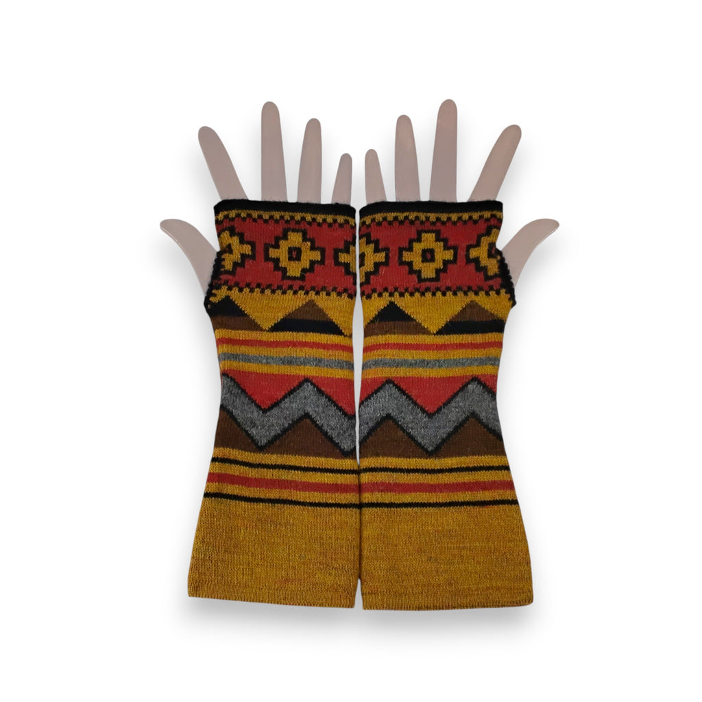 Nazca Alpaca Peruvian Pattered Fingerless Gloves