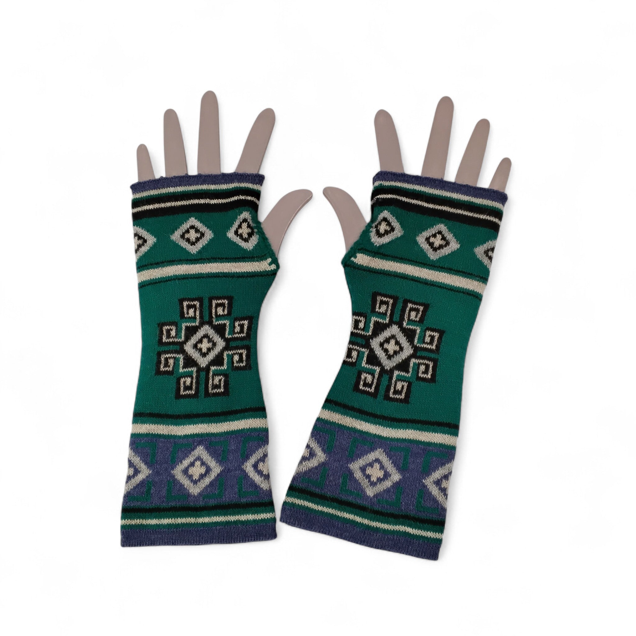 Jade Diamond Gauntlet Style Fingerless Gloves