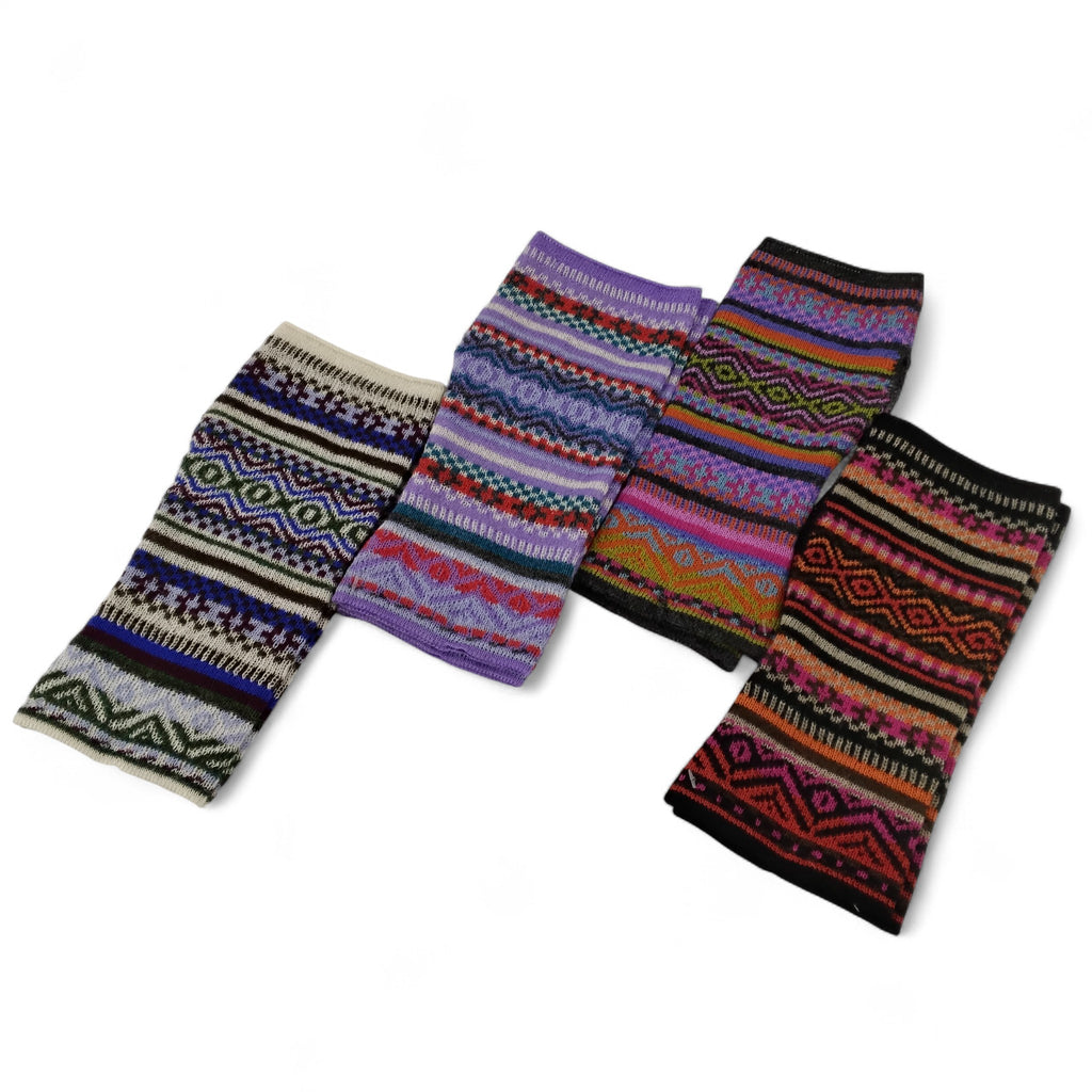 Multicolor Stripe Gauntlets / Fingerless Gloves