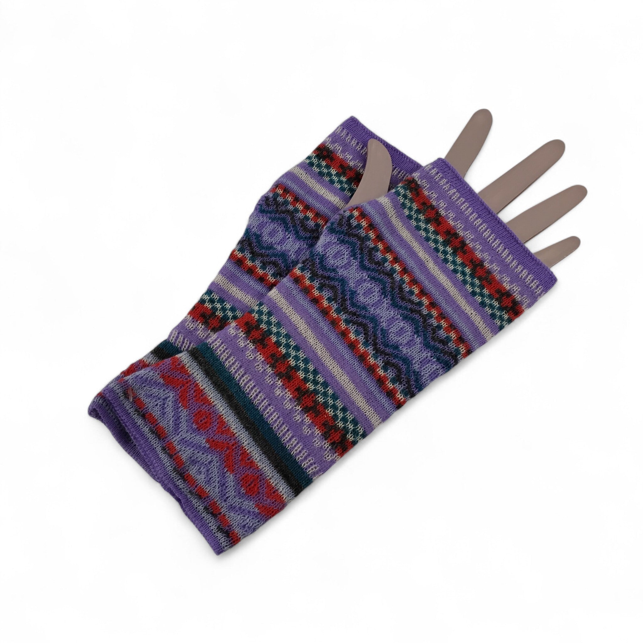 Multicolor Stripe Gauntlets / Fingerless Gloves