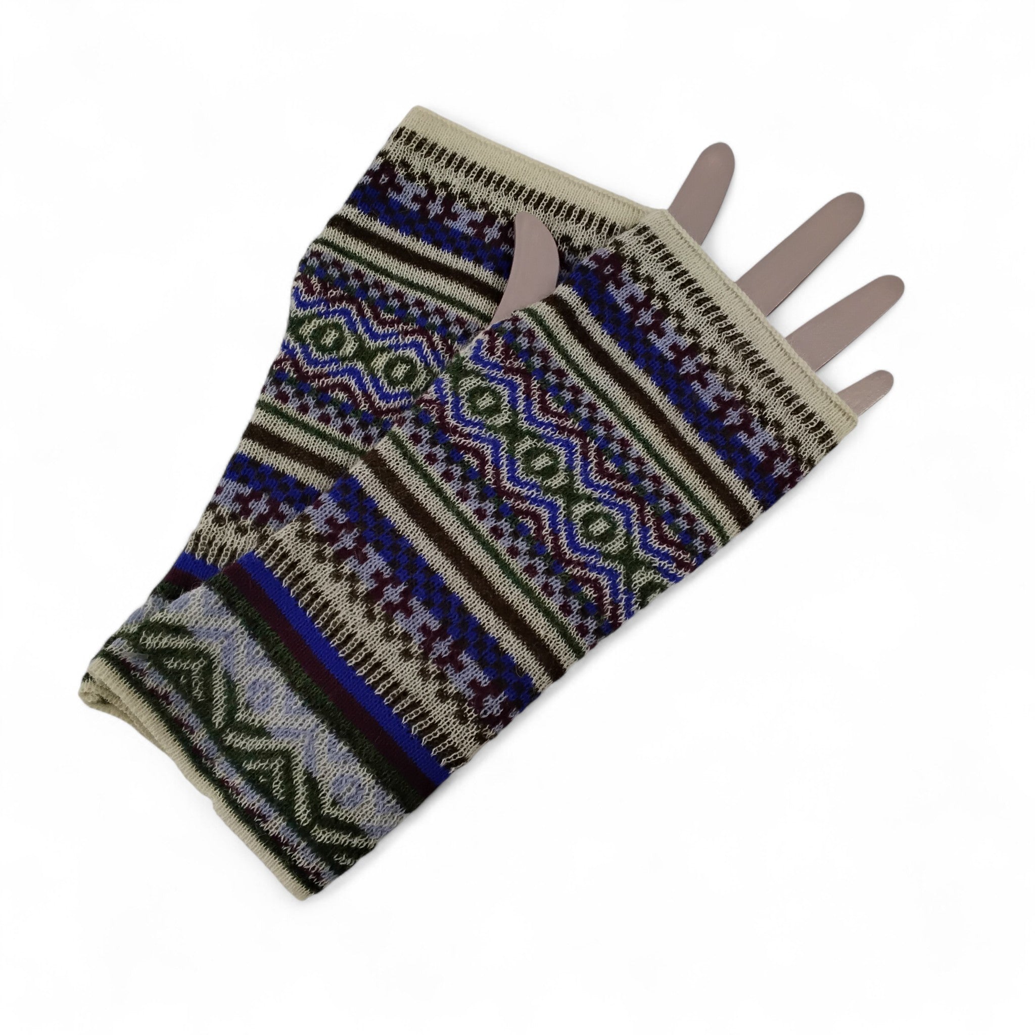 Multicolor Stripe Gauntlets / Fingerless Gloves