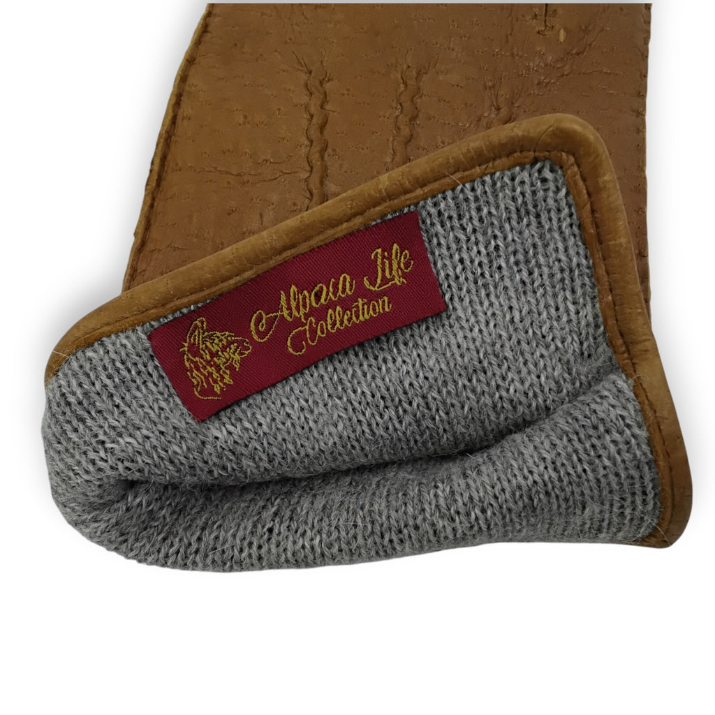 Peccary Leather Gloves with Alpaca Lining - Men's Luxury Gloves