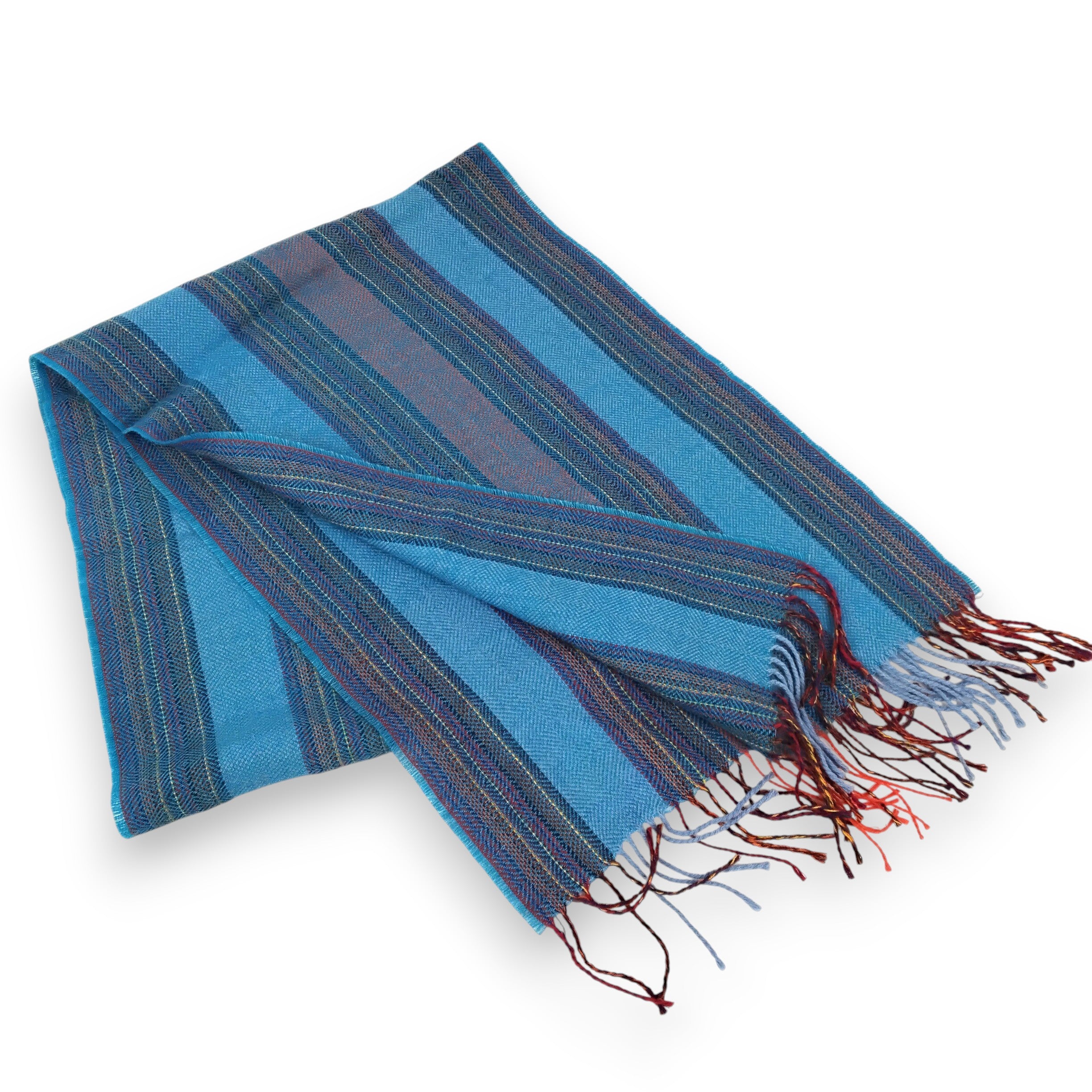 Baby Alpaca Geometric Design Striped Scarf