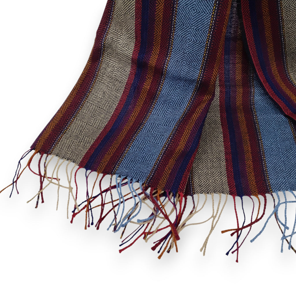 Baby Alpaca Geometric Design Striped Scarf