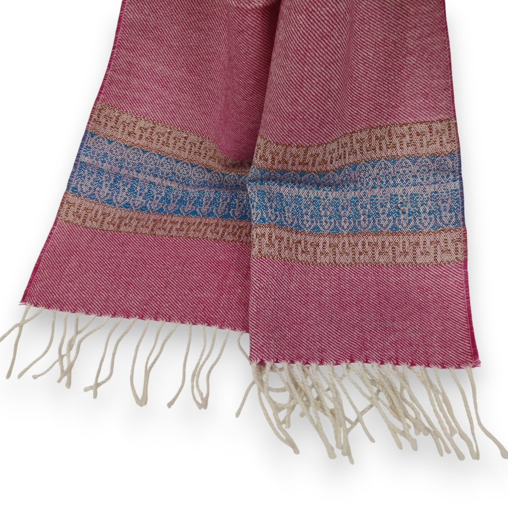 Baby Alpaca Geometric Design Striped Scarf