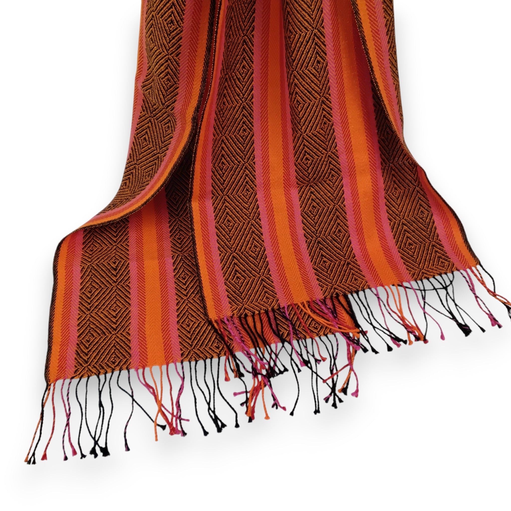 Baby Alpaca Geometric Design Striped Scarf