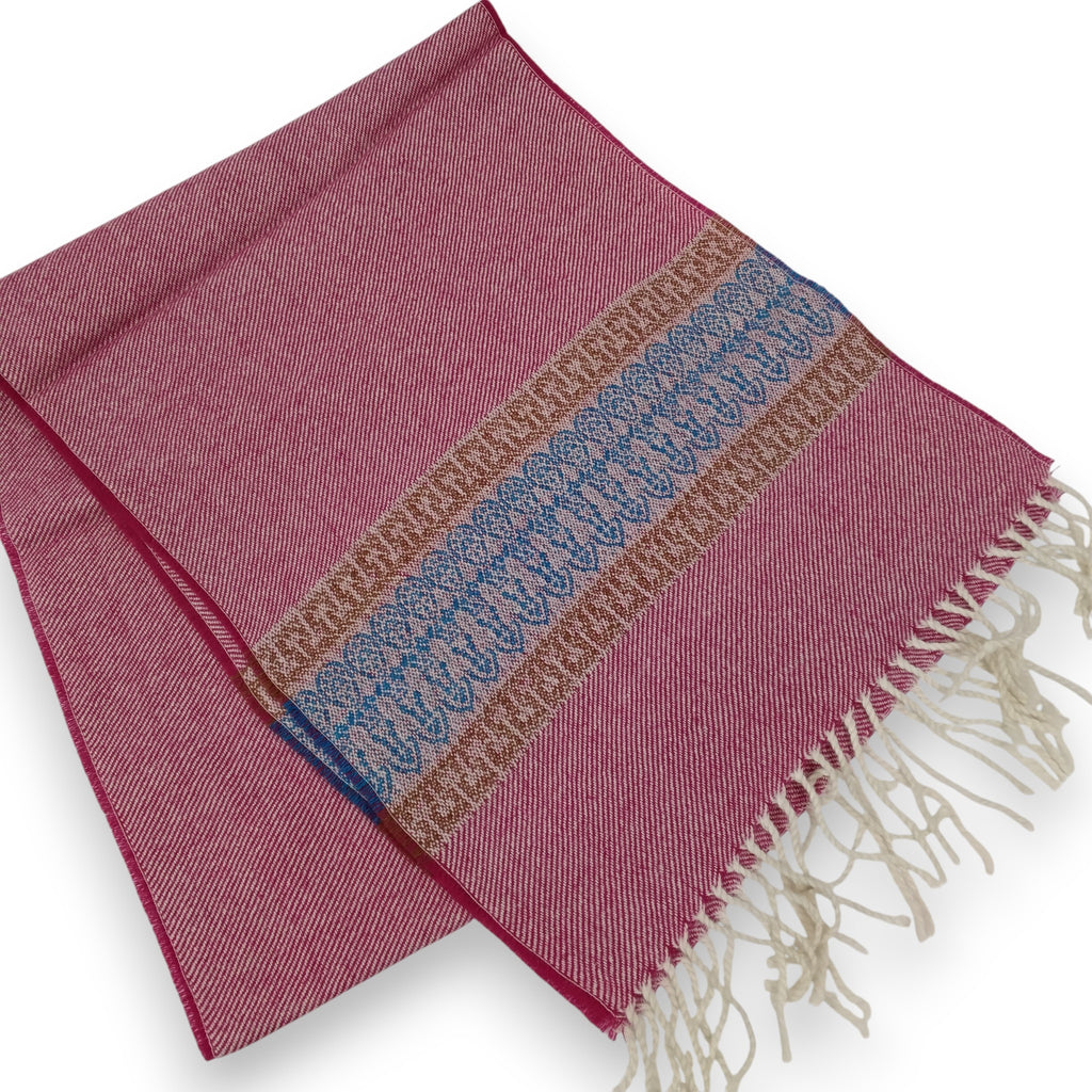 Baby Alpaca Geometric Design Striped Scarf