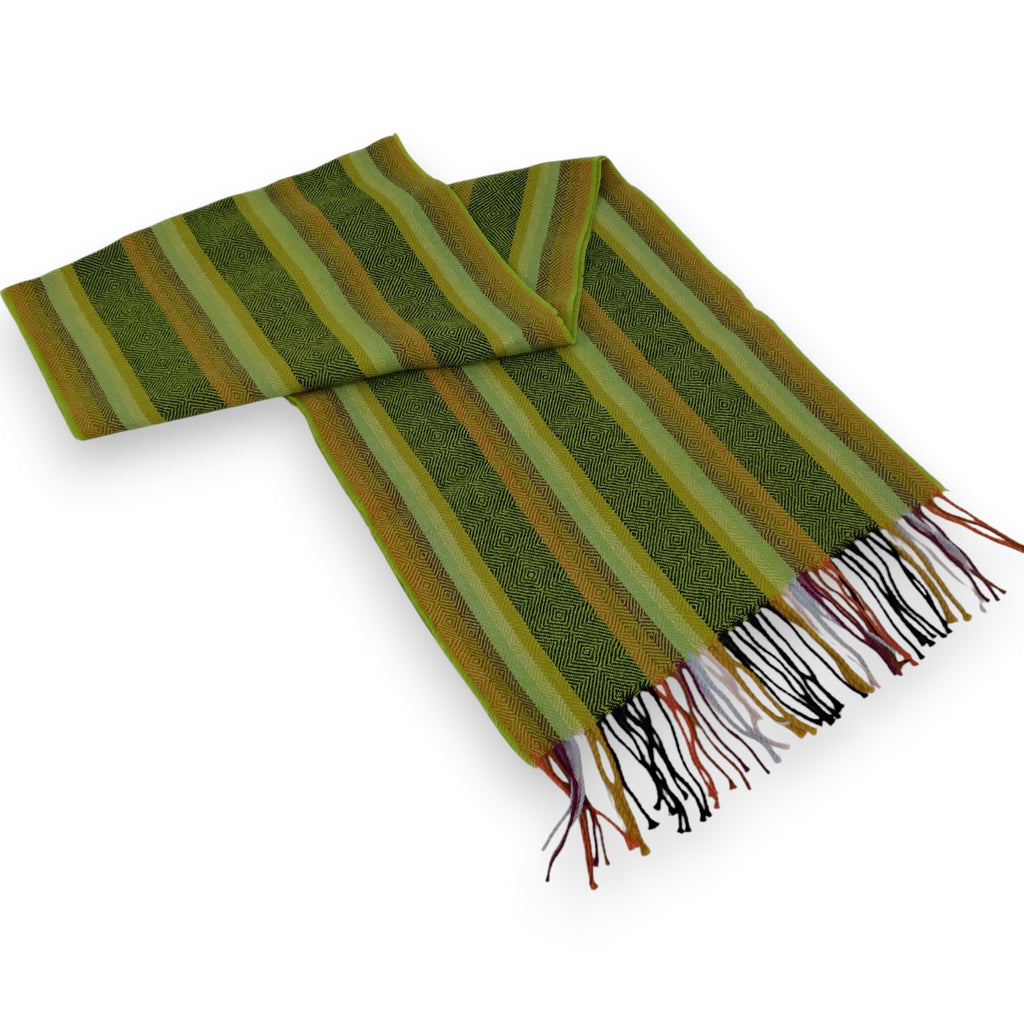 Baby Alpaca Geometric Design Striped Scarf