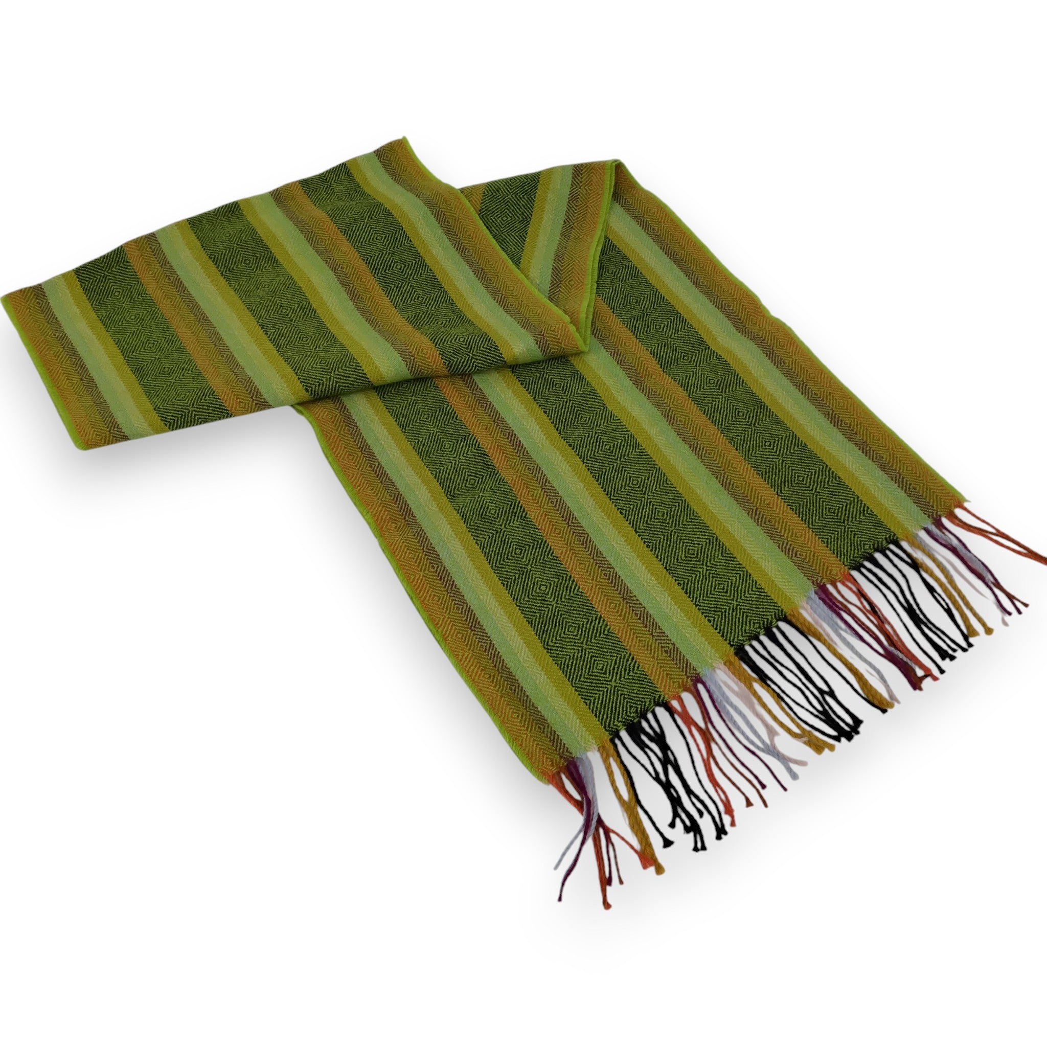 Baby Alpaca Geometric Design Striped Scarf