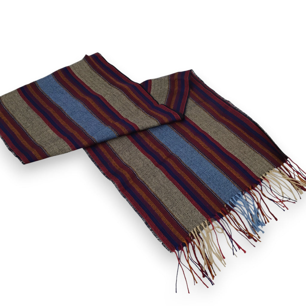 Baby Alpaca Geometric Design Striped Scarf
