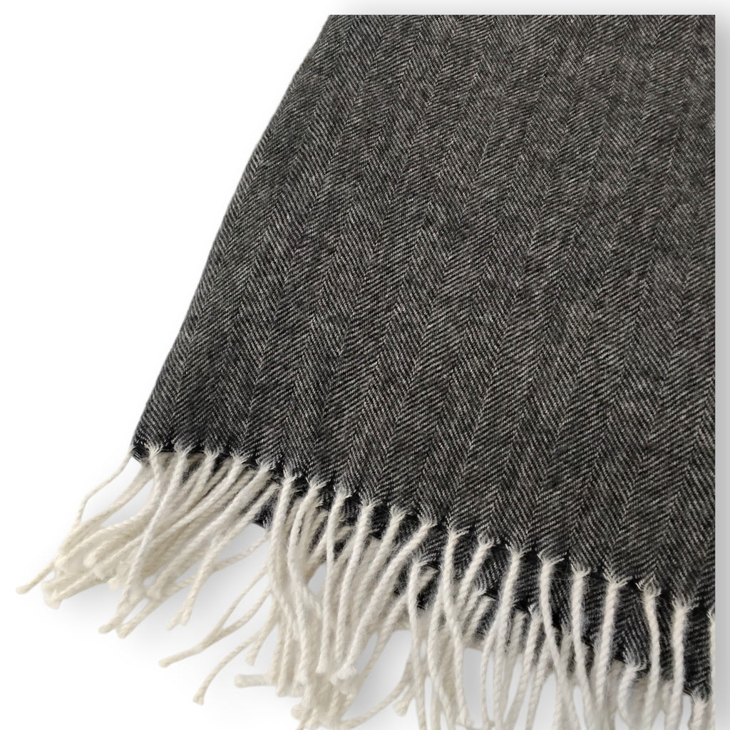 Herringbone Baby Alpaca Fringed Throw