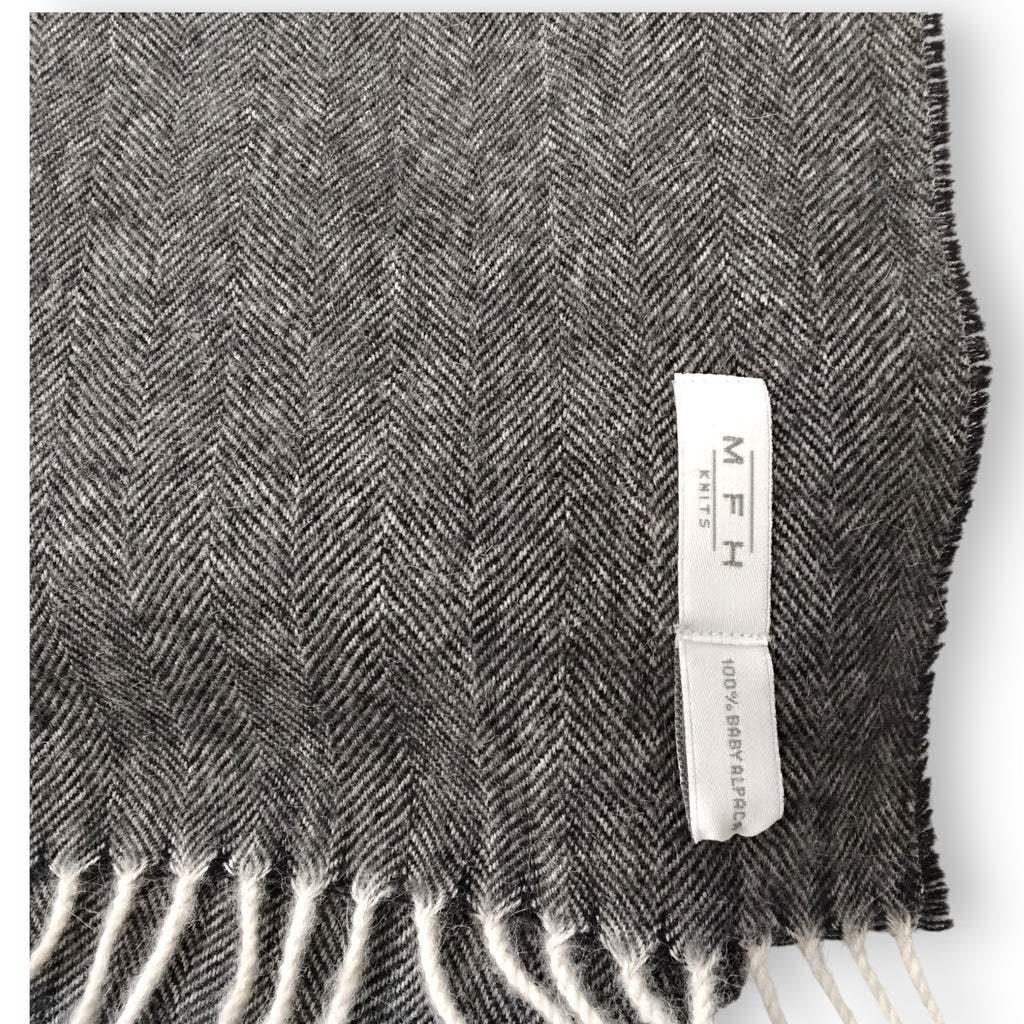 Herringbone Baby Alpaca Fringed Throw