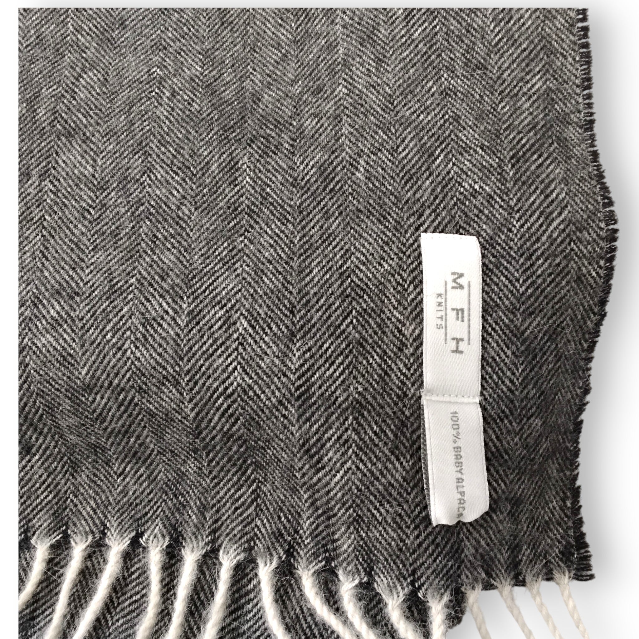 Herringbone Baby Alpaca Fringed Throw