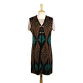 Geo Print Long Alpaca Knit Vest with Clasps