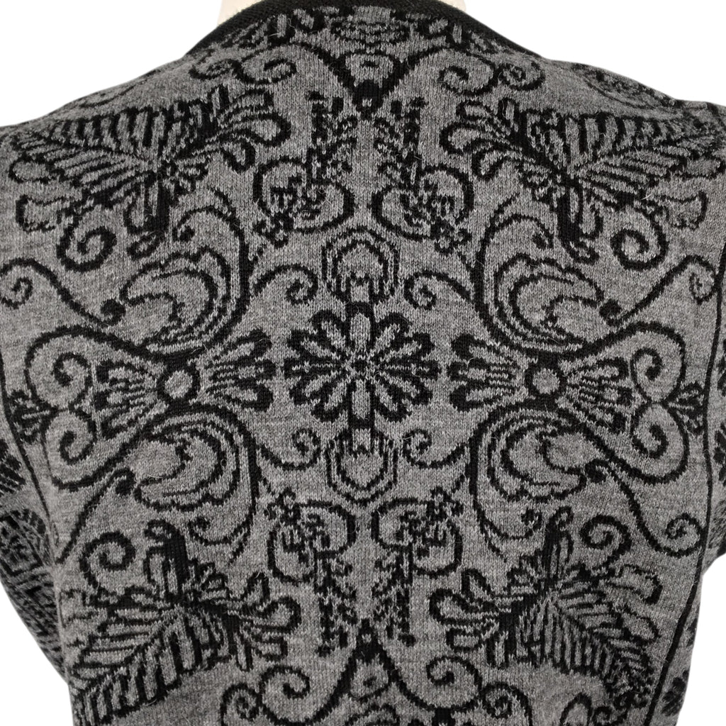 Andrea Scroll Pattern Short Vest with Three Button Open Front