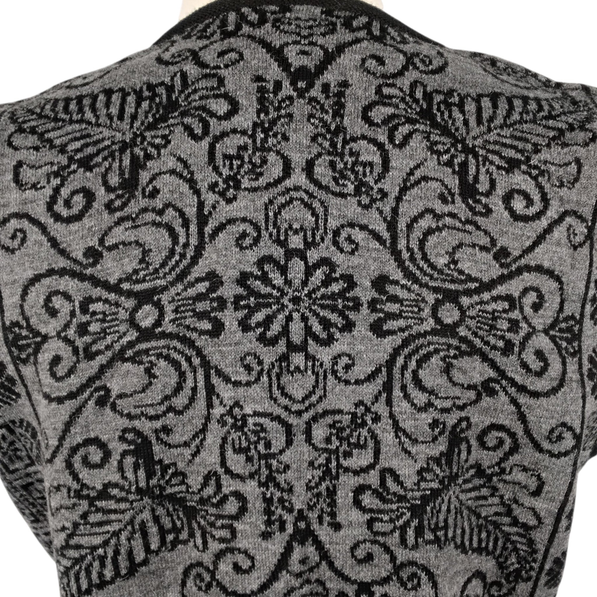Andrea Scroll Pattern Short Vest with Three Button Open Front