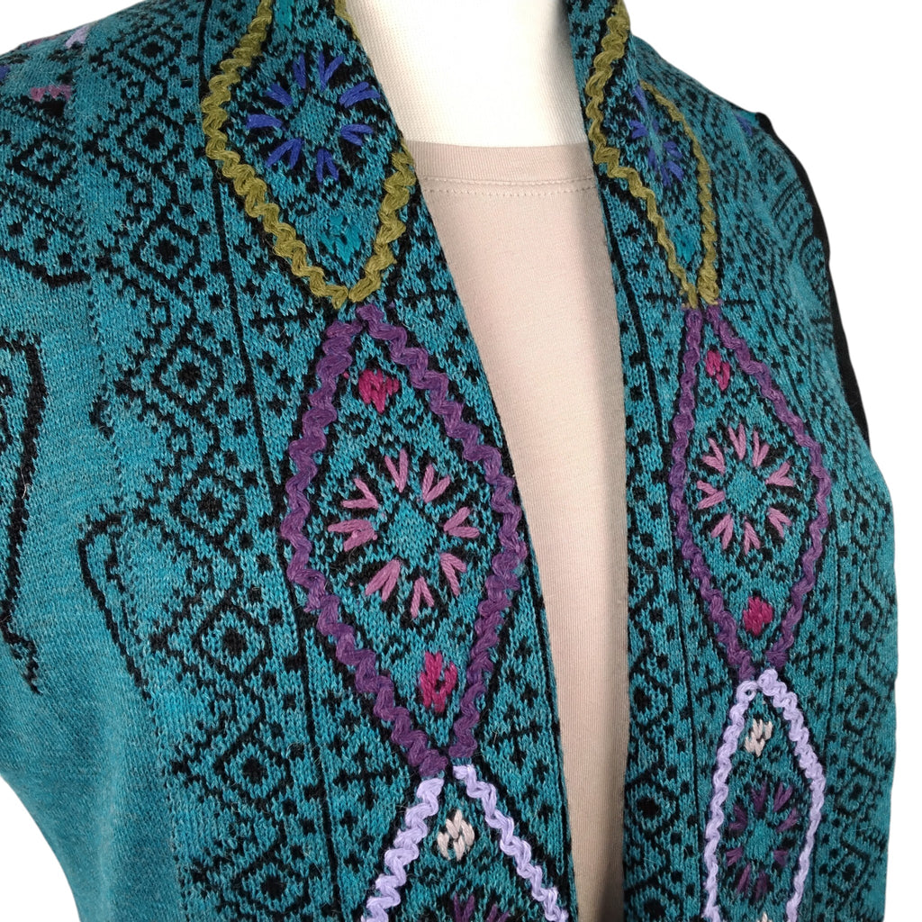 Olivia Design Long Open Front Sweater Vest with Lapels