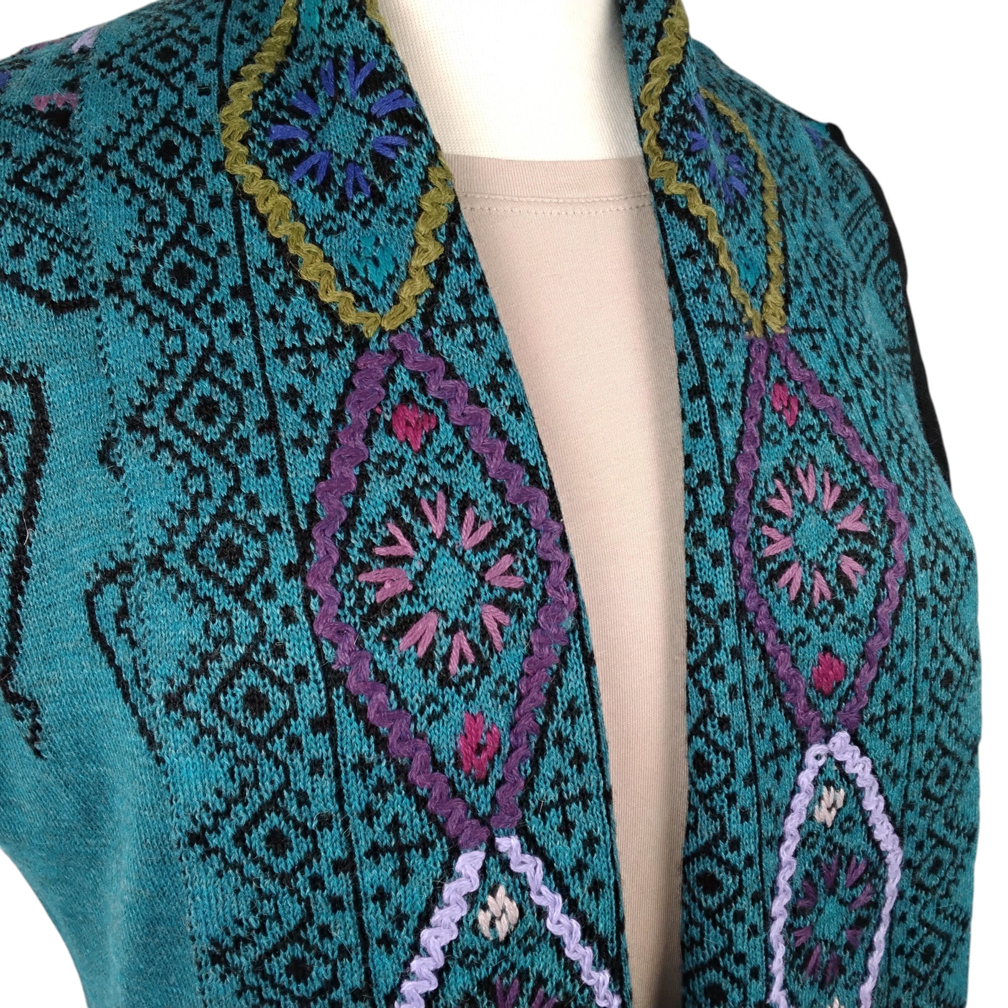 Olivia Design Long Open Front Sweater Vest with Lapels