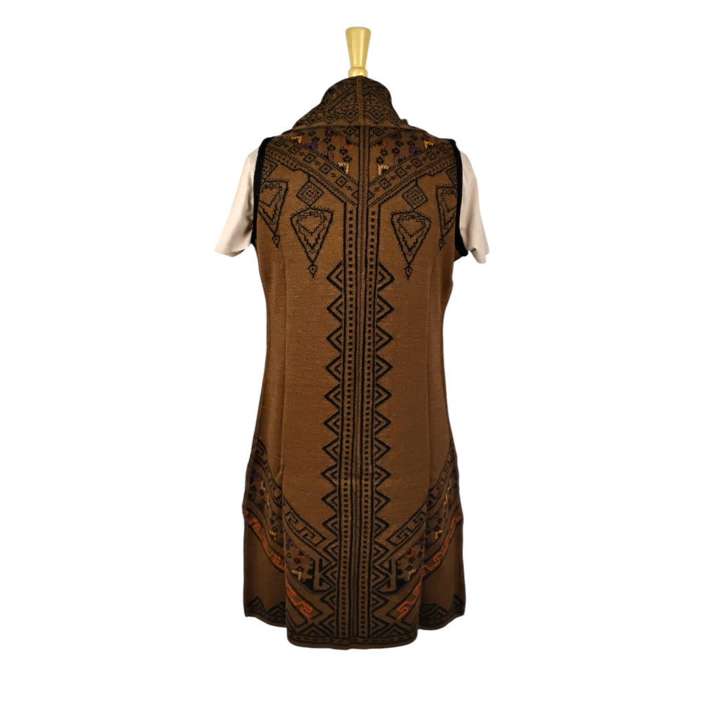 Olivia Design Long Open Front Sweater Vest with Lapels