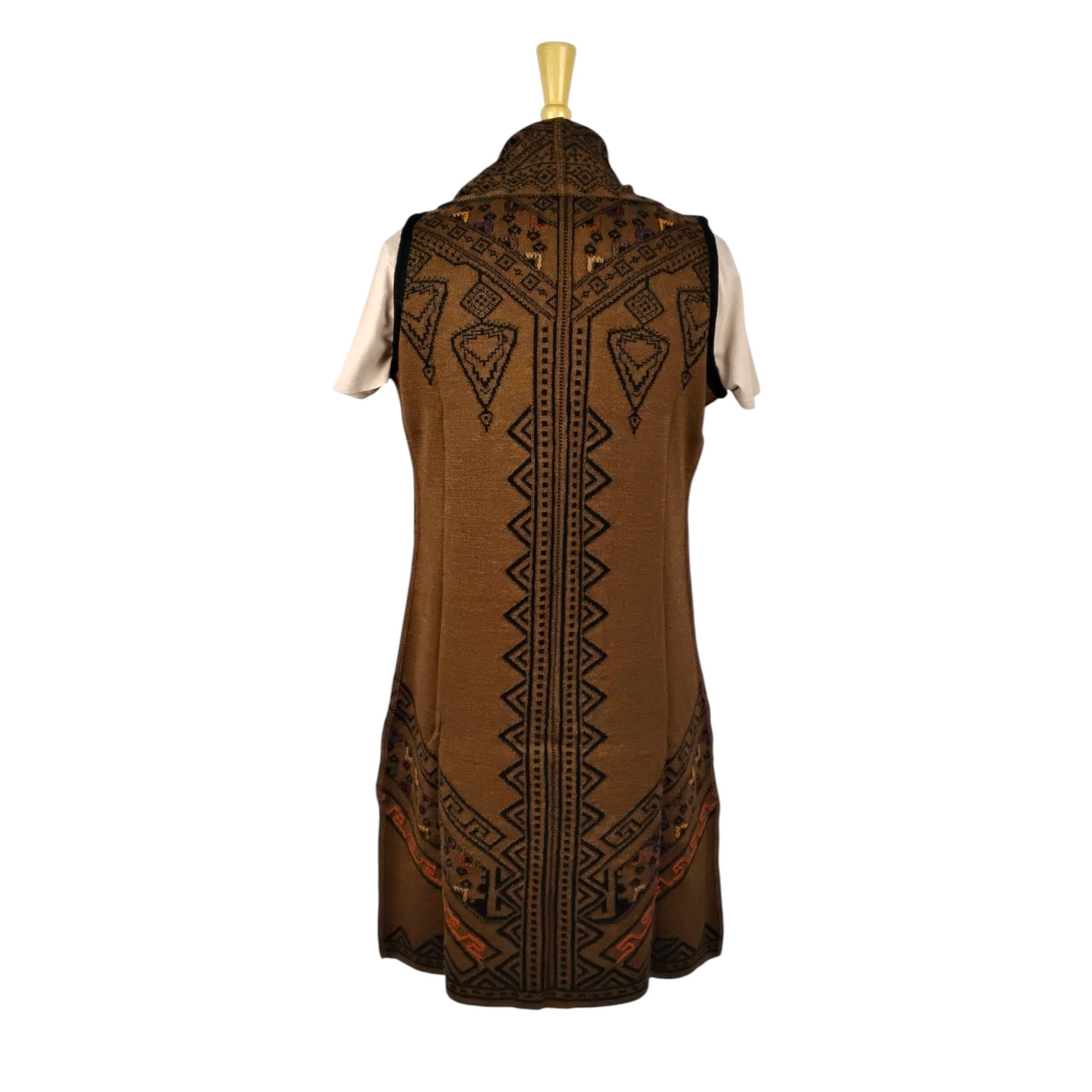 Olivia Design Long Open Front Sweater Vest with Lapels