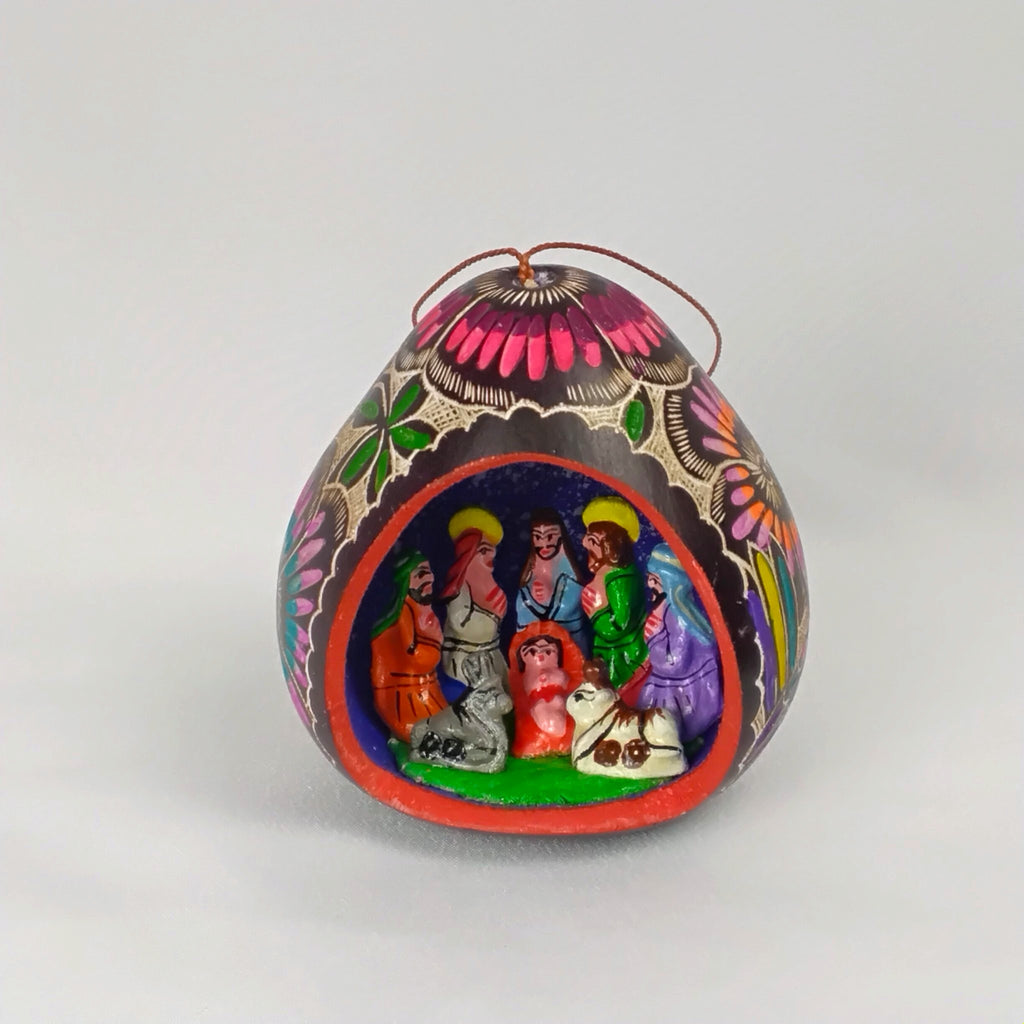 Premium Hand-Painted Nativity Gourd Ornament