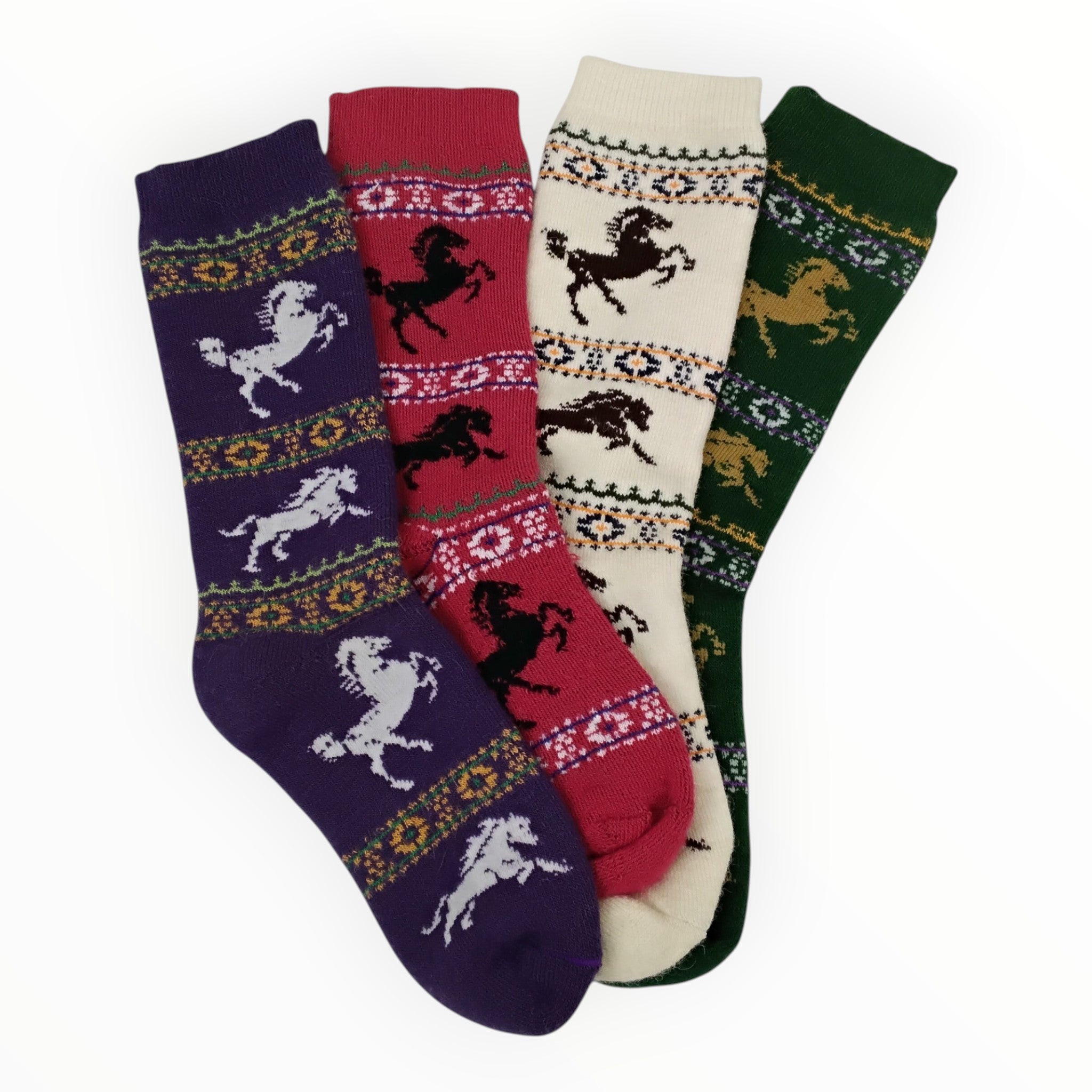 Prancing Horses on Heavier Alpaca Socks