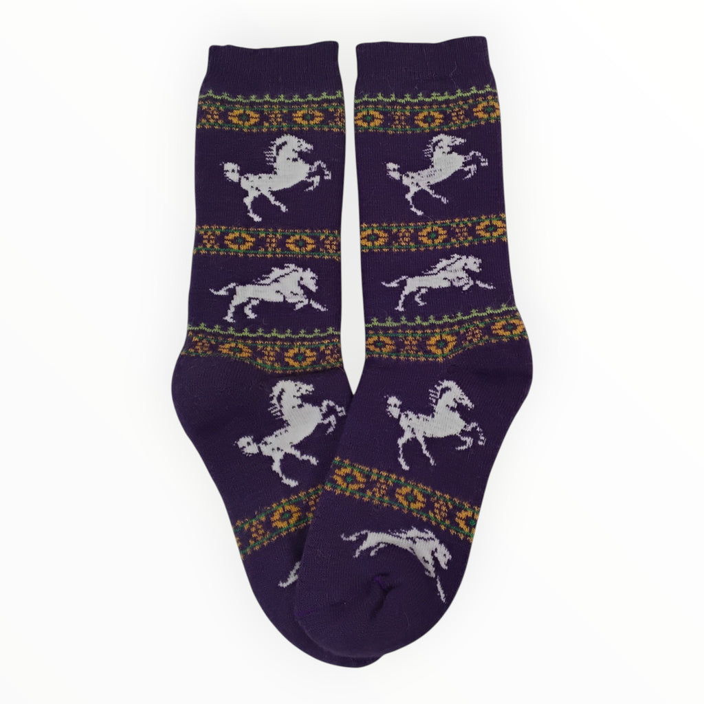 Prancing Horses on Heavier Alpaca Socks