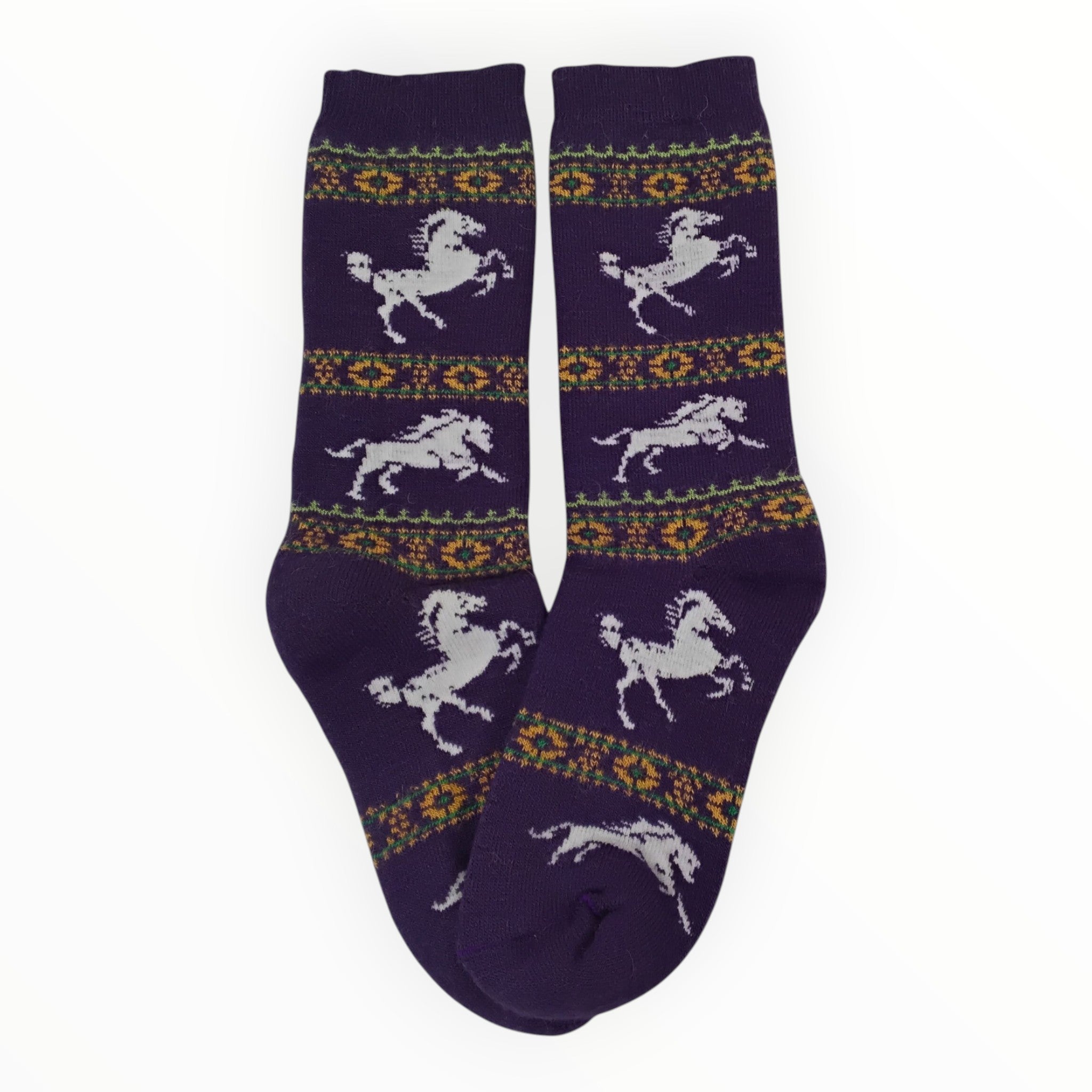 Prancing Horses on Heavier Alpaca Socks