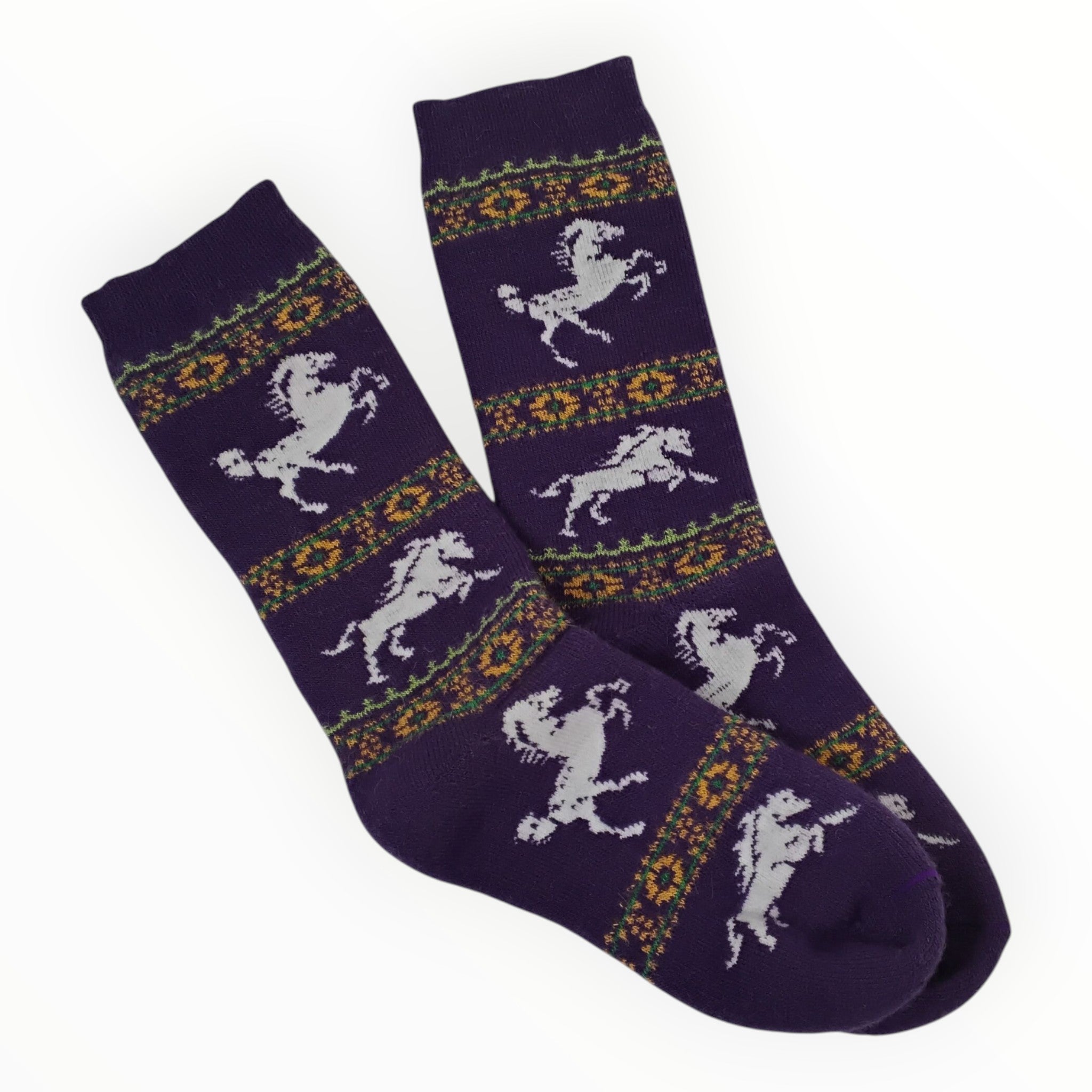 Prancing Horses on Heavier Alpaca Socks