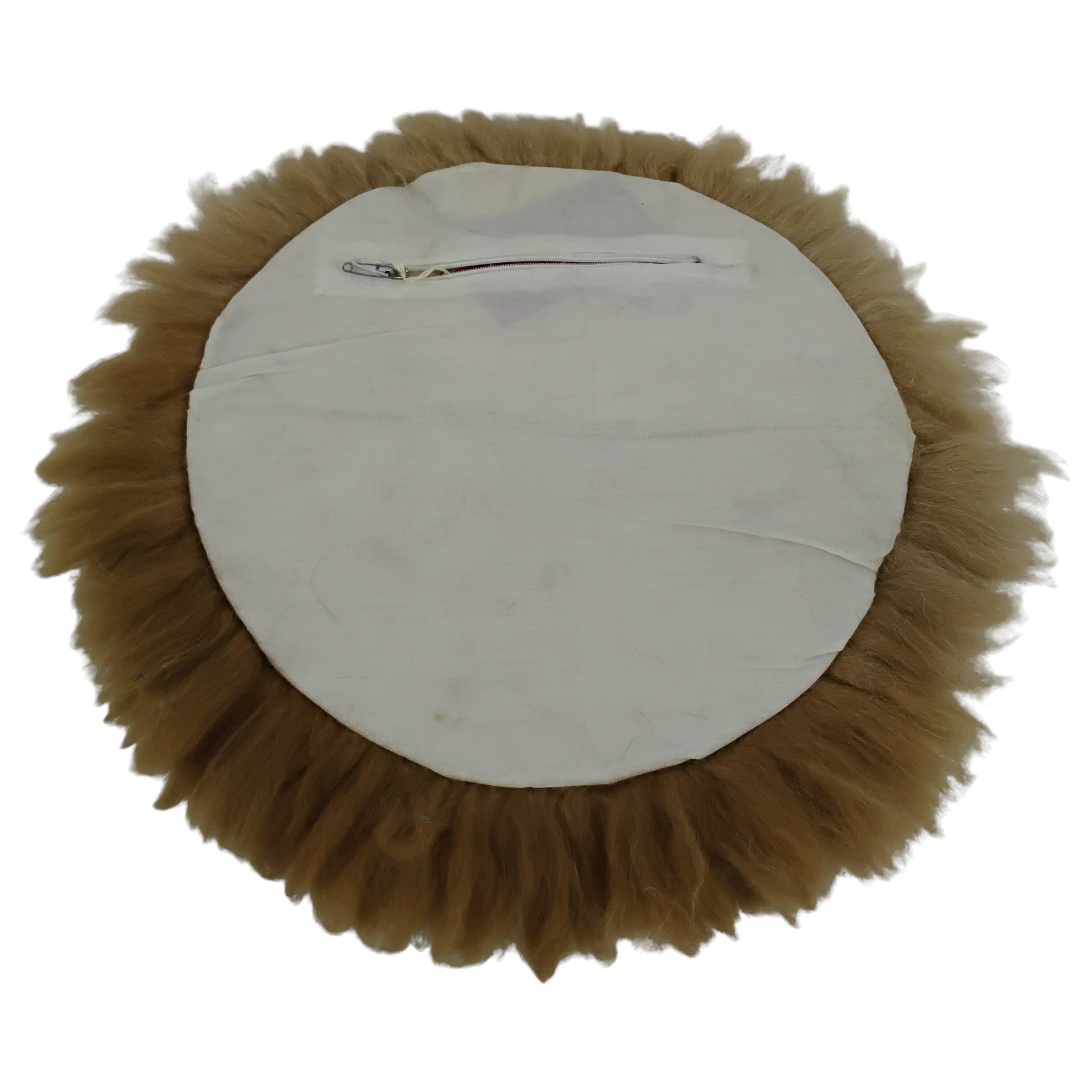 Small Round Alpaca Fur Throw Pillow Cover