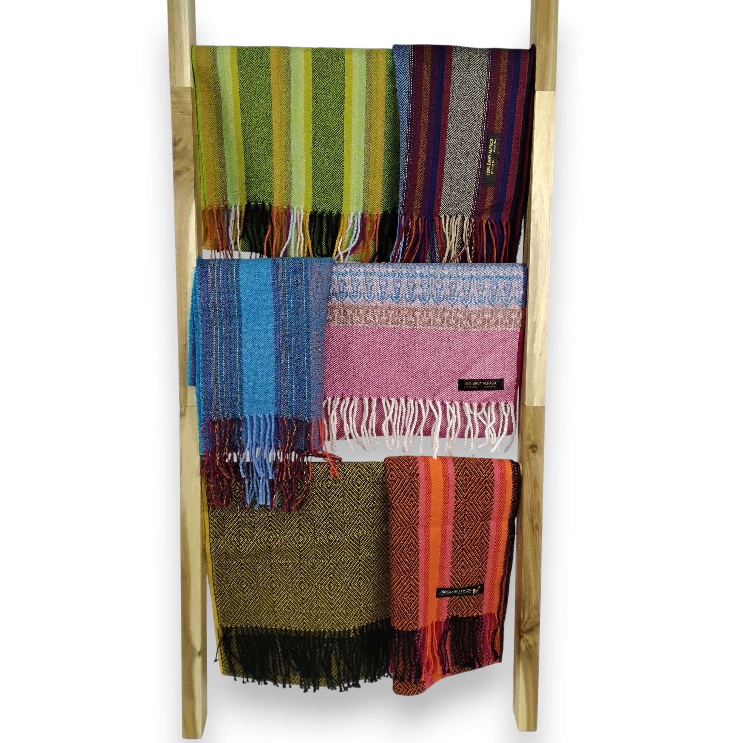 Baby Alpaca Geometric Design Striped Scarf