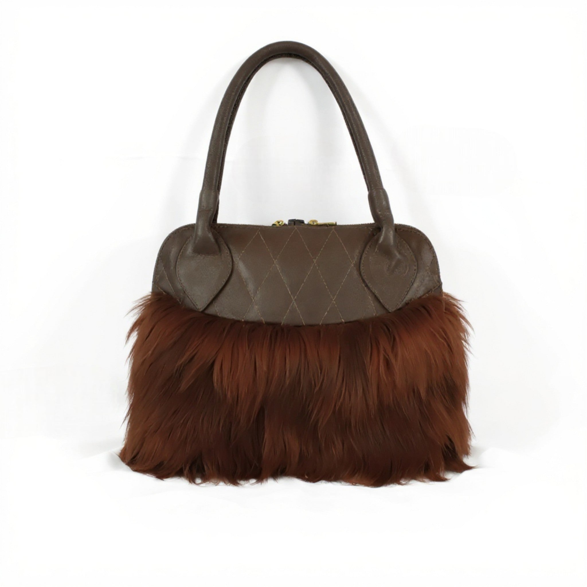 Chocolate Leather and Suri Fur Purse