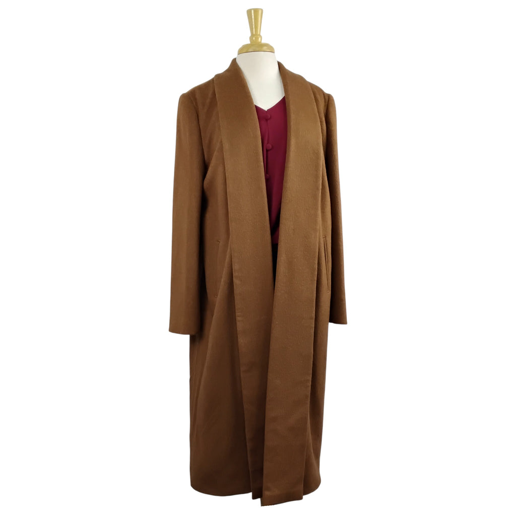 Classic Elegance Long Open Front Alpaca Coat